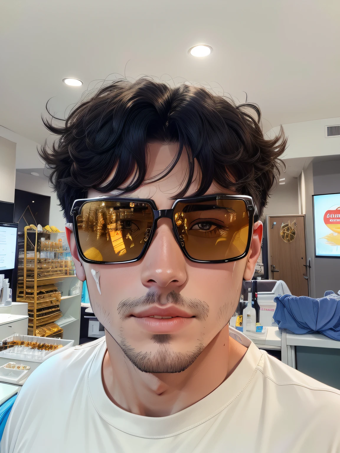 yellow sunglasses，Dermabrasion，handsome --auto