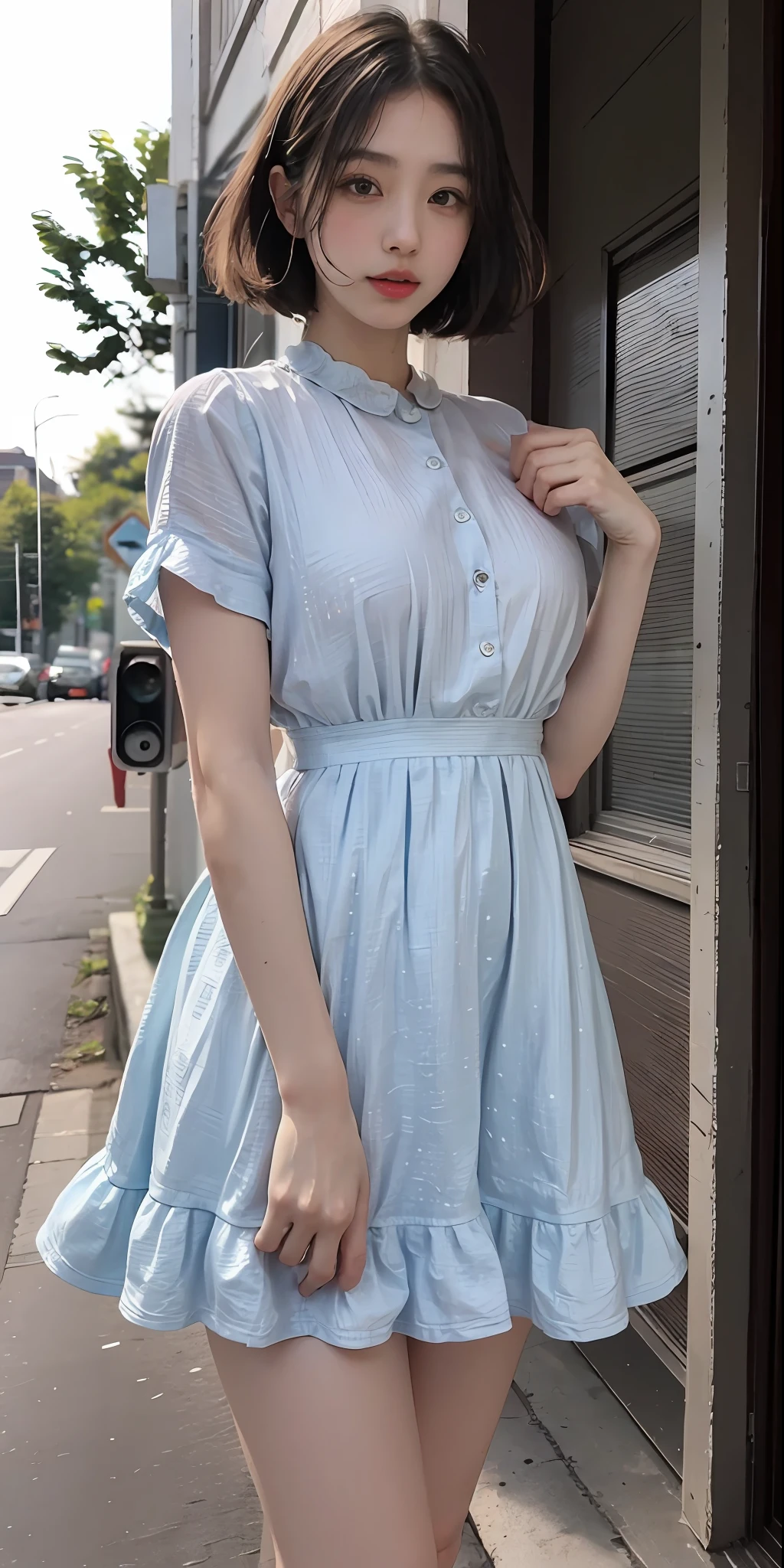 1个Giant Breast Girl,a color,(tmasterpiece:1.4),(Best picture quality:1.4),8K,Girls HD,Ultra-clear,1个Giant Breast Girl,二重まぶた,(Europe),Be red in the face,blue-sky,baiyun,shadowing,Leaf spots,Tyndall Sunshine,(orthofacial),Various expressions,(blunt bob:1.8)