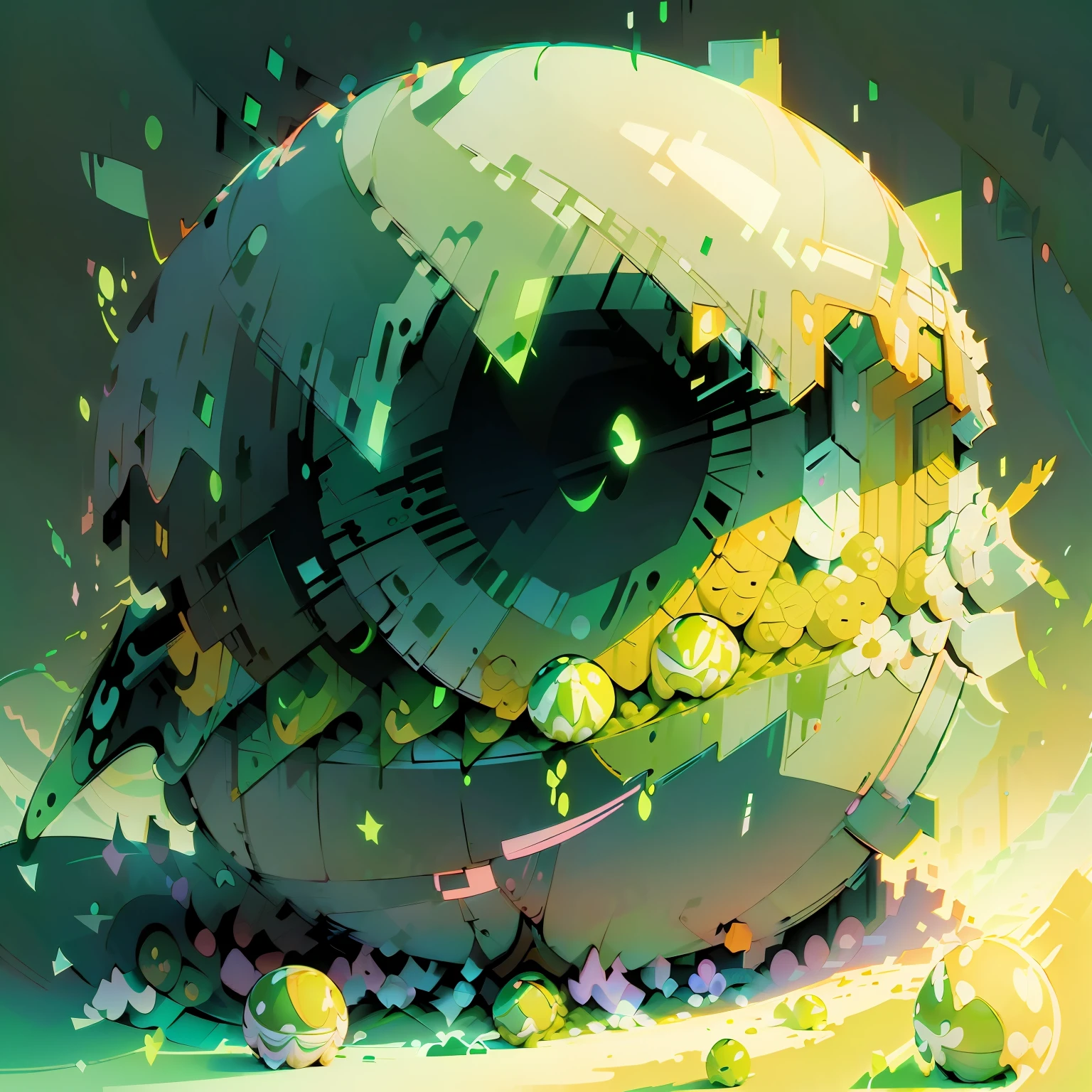 game footage,Clear background green ball soft slime, Cartoon image