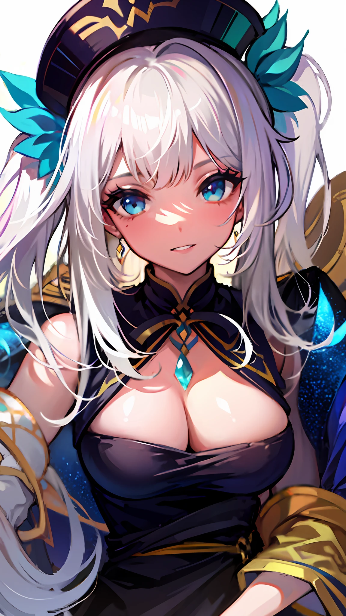 Anime - style image of a woman in a golden dress with a crown on her head, white haired god, portrait onmyoji, Ayaka Genshin Impact, astri lohne, portrait knights of zodiac girl, the goddess artemis smirking, keqing from genshin impact, ayaka game genshin impact, shikamimi, white hair woman, avatar image