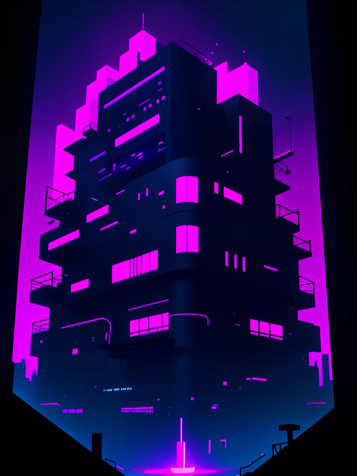 Dark Hall minimalist, cyberpunk, 8k, neon light, background