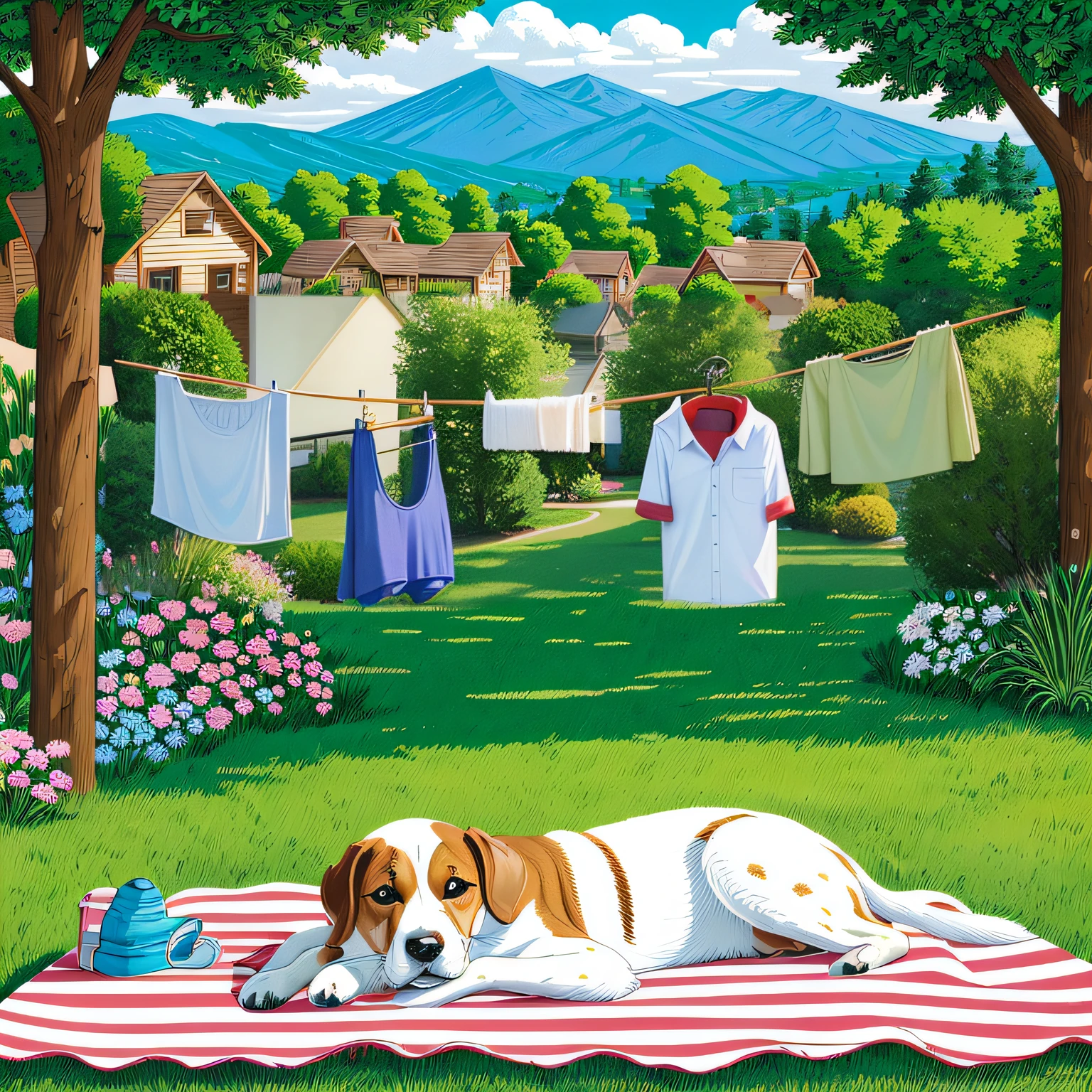 dress pants socks shirt towel hanging on clothesline held there by clothespinss