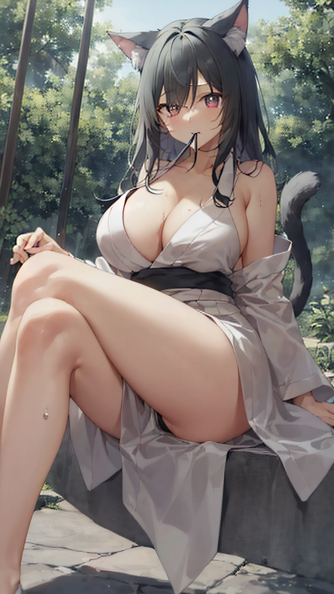 (Uma personagem feminina,Wear a yukata to become breathable when wet by water,the soft light,The smell of flowers and sunlight fills the air),(A bit of a mystery,Eyes are confused)Very beautiful anime cat girl, Anime moe art style, Girl with fox ears, anime cat, Girl with cat ears, anime visual of a cute cat,Virtual YouTuber,Wolf tail (((top Quority,8K,tmasterpiece:1.3)),Sharp focus:1.2,,transparent panty,(with her mouth open:1.5),Attractive female body,big breasts beautiful,big breasts beautiful,The most famous in the world,a constriction of the waist,beautifullegs,Detailed eyes, 二重まぶた,Pale cheeks, healthy-looking skin,(Naked of breast),(disheveled clothes and hair:1.2))(gigantic cleavage breasts),(Natural breasts,Natural),,from below,((The blush is violent:1.8)),(((spread their legs,Sit down with your knees bent))))Orange pupils