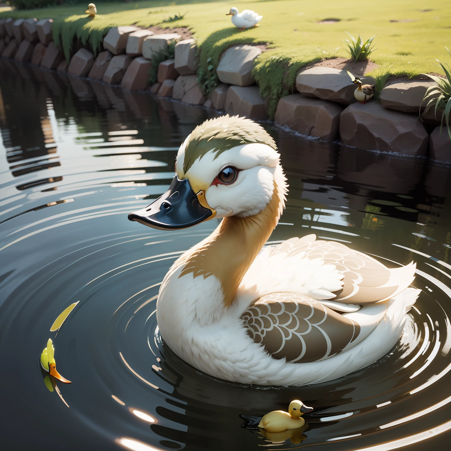 quiet duck in a pond --auto