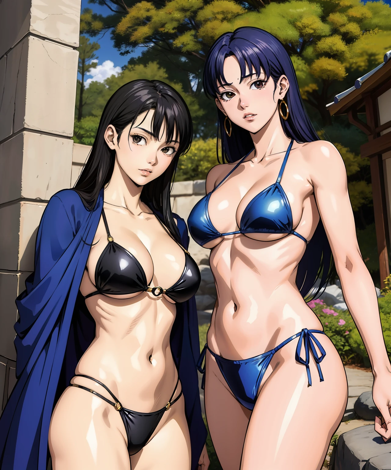 duas garotas de ??????, Kentaro Miura estilo de arte, Estilo Kentaro Miura, kentaro miura manga art style, !! Takeshi Amano!!, Estilo de Kentaro Miura!!!!, ((vestindo manto aristocrata))