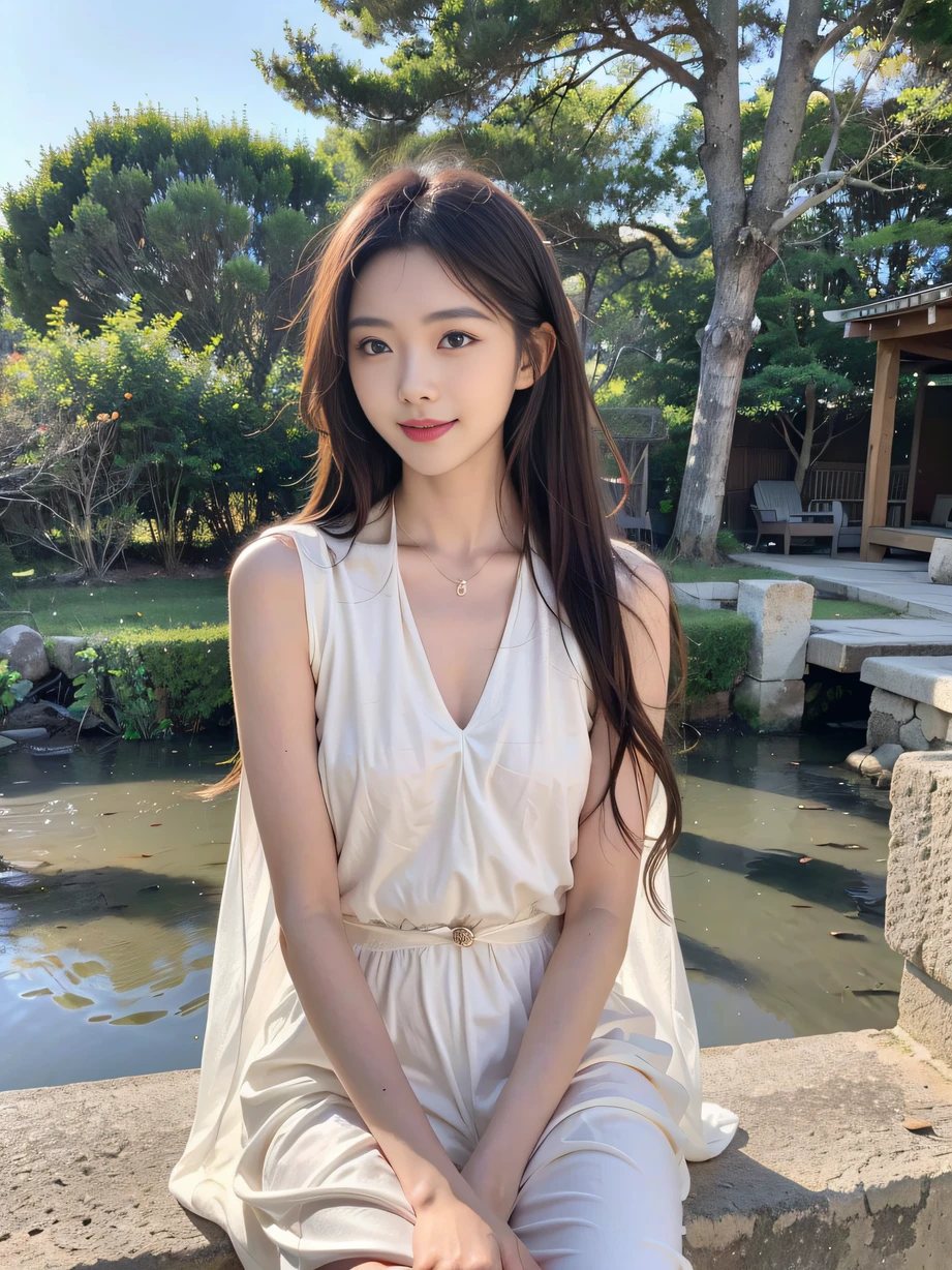 ，masterpiece, best quality，8k, ultra highres，(beautidful eyes:1.1)，(Lakeside at night:1.3)，The gentle goddess sits under the tree。Silver moonlight shone on her，Illuminate her quiet and idyllic smile。Her voice is soft and moving，Tell a story with deep meaning，Attract the creatures around you to stop and listen。