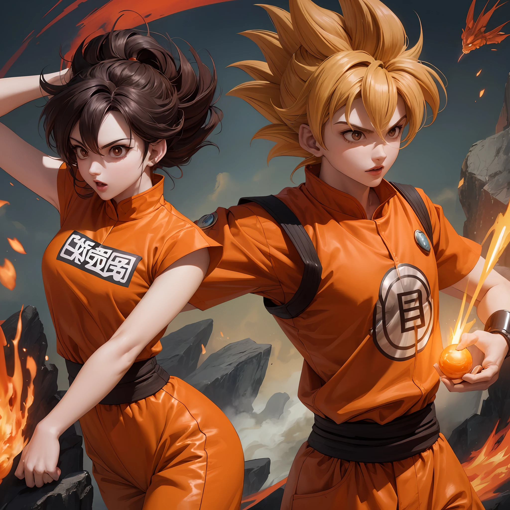 ember,Dragon Ball,solo person,son goku,Raise the vitality bullet with both hands,The upper part of the body,Skysky --auto