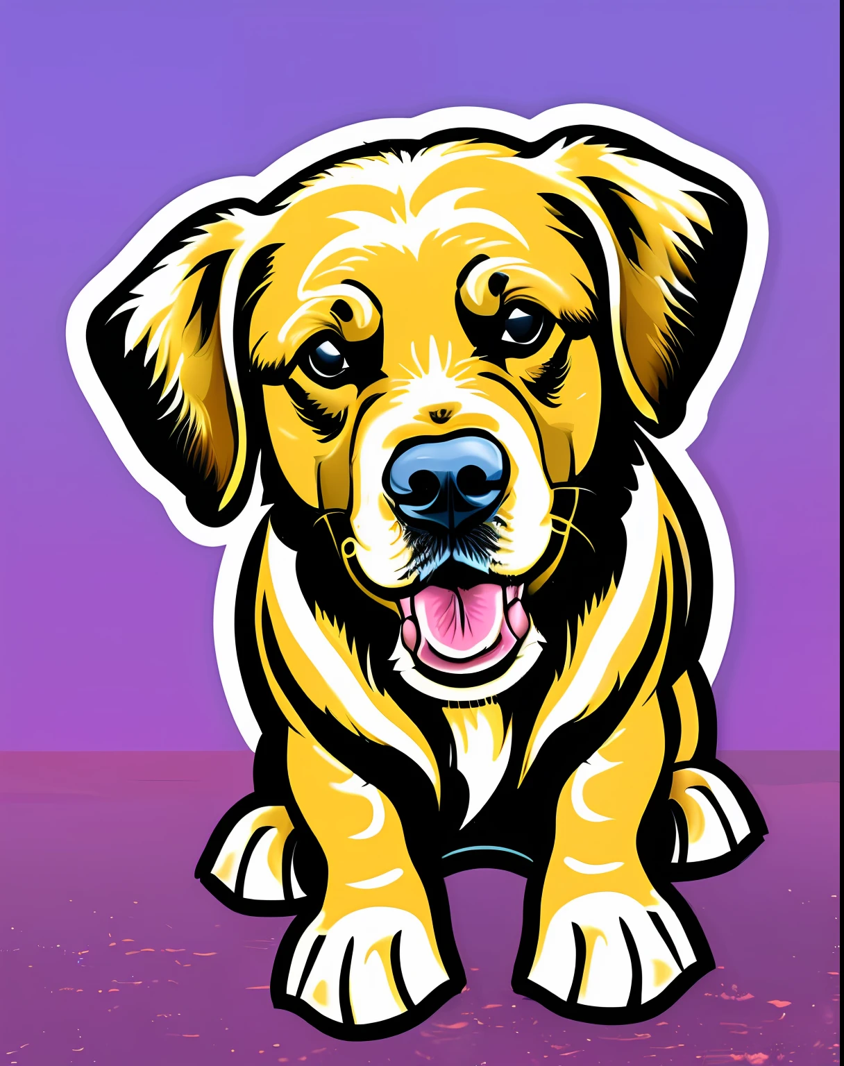 Vector-art of a (Golden Retriever: 1.3), loyal, happy, intelligent, lively, devoted, expressive, energetic, playful, quick, strongwilled, good-natured, running on a beach, white background.