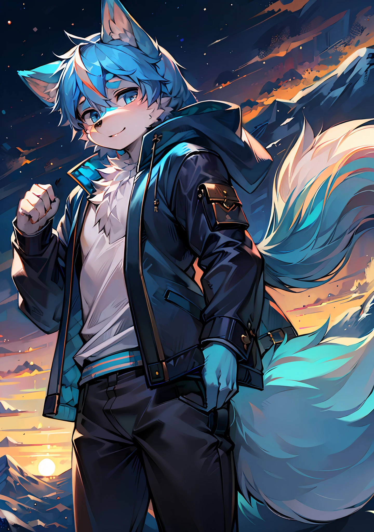 (Best Picture Quality), (tmasterpiece), ((solo person)),(ultra - detailed), (hairy pubic)(Fluffy tail)(The furry feeling of animal ears),