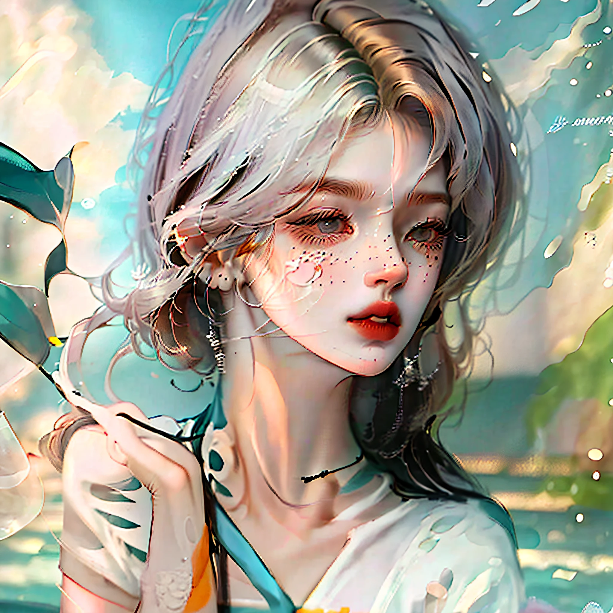 short detailed hair,swim wears,elementary student,adolable,Pure,Pure desire,Color color,white skinned,brunette color hair,onbed --auto