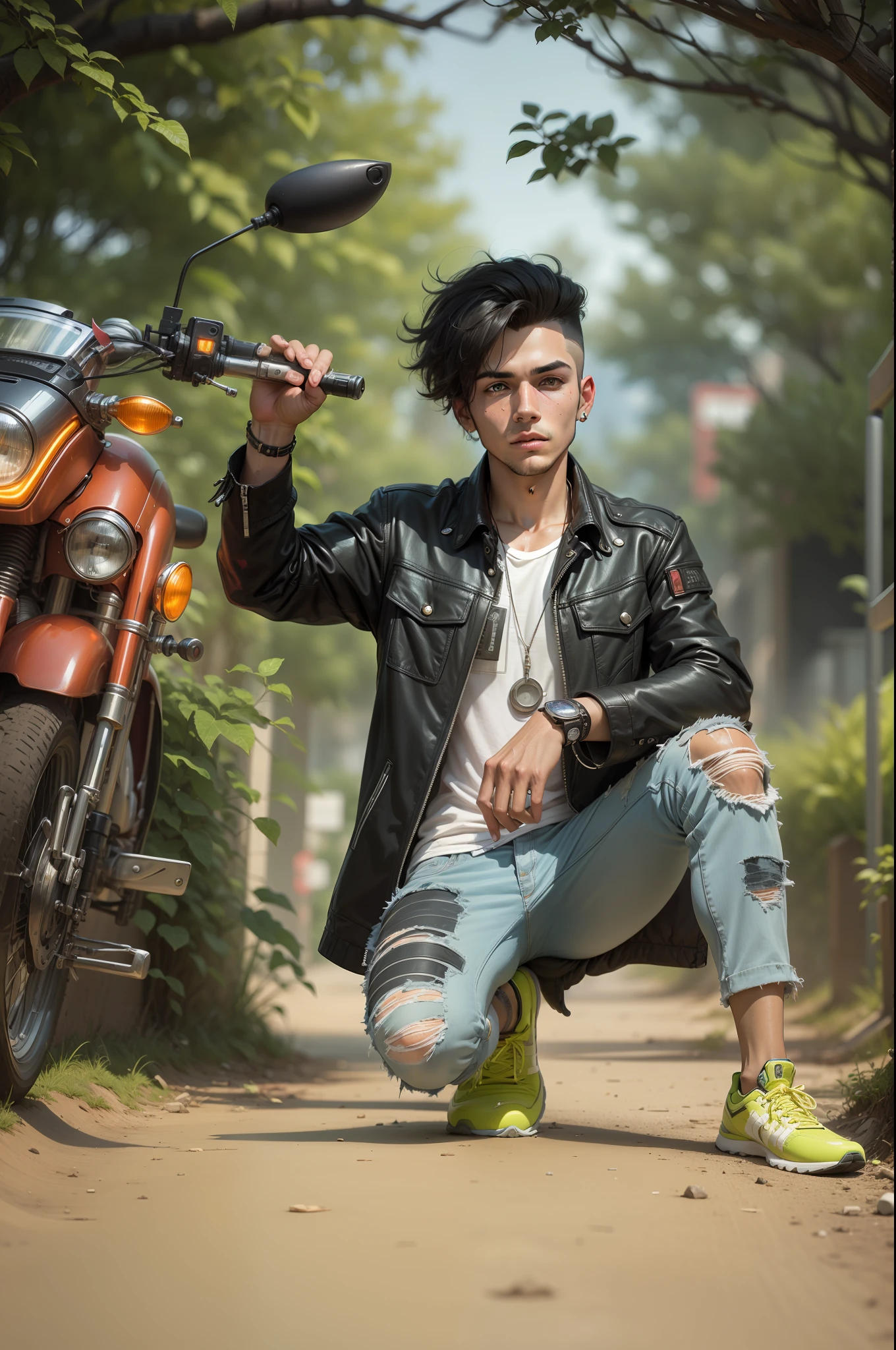 Background change cyberpunk handsome boy ultra realistic face