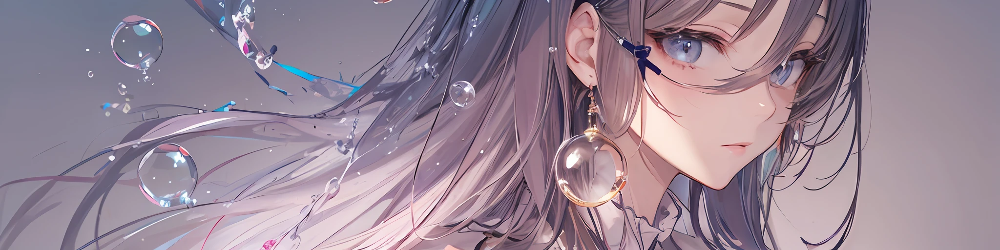 masutepiece, Acura, doll, Solo, Long hair,Soap Bubble,Line drawing, (sketch)