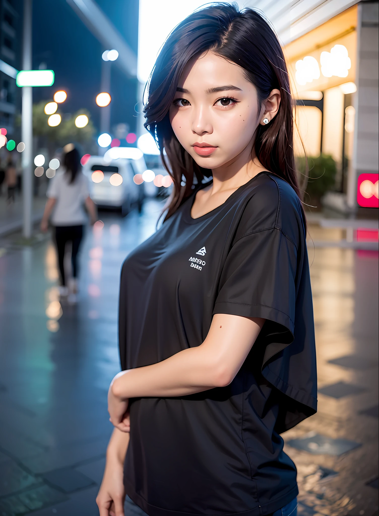 (8k, RAW photo, best quality, masterpiece:1.2), (realistic, photo-realistic:1.37),(pureerosface_v1:0.2), (ulzzang-6500-v1.1:0.3), omertosa,1girl,(Kpop idol), (aegyo sal:1),cute,cityscape, night, rain, wet, professional lighting, photon mapping, radiosity, physically-based rendering,