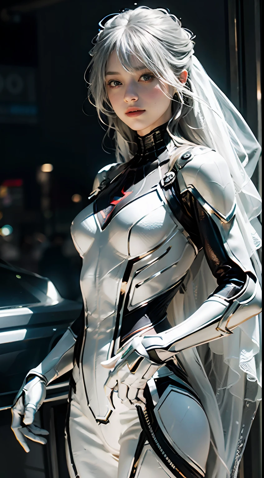 (Extreme Detail CG Unity 8K Wallpapers,tmasterpiece,Highest image quality),(Delicate light and shadow,The picture is highly dramatic,Cinematic lens effect),A girl in a white Spider-Man costume,Silver-gray hair color,From the Spider-Man parallel universe,Wenger,Marvel,Spidey,are standing,dynamicposes),(Exceptional detail,The lighting effect is outstanding,Vista wide angle),(Excellent rendering,Enough to stand out from the crowd),The focus is on the white Spider-Man costume,Complex spider textures