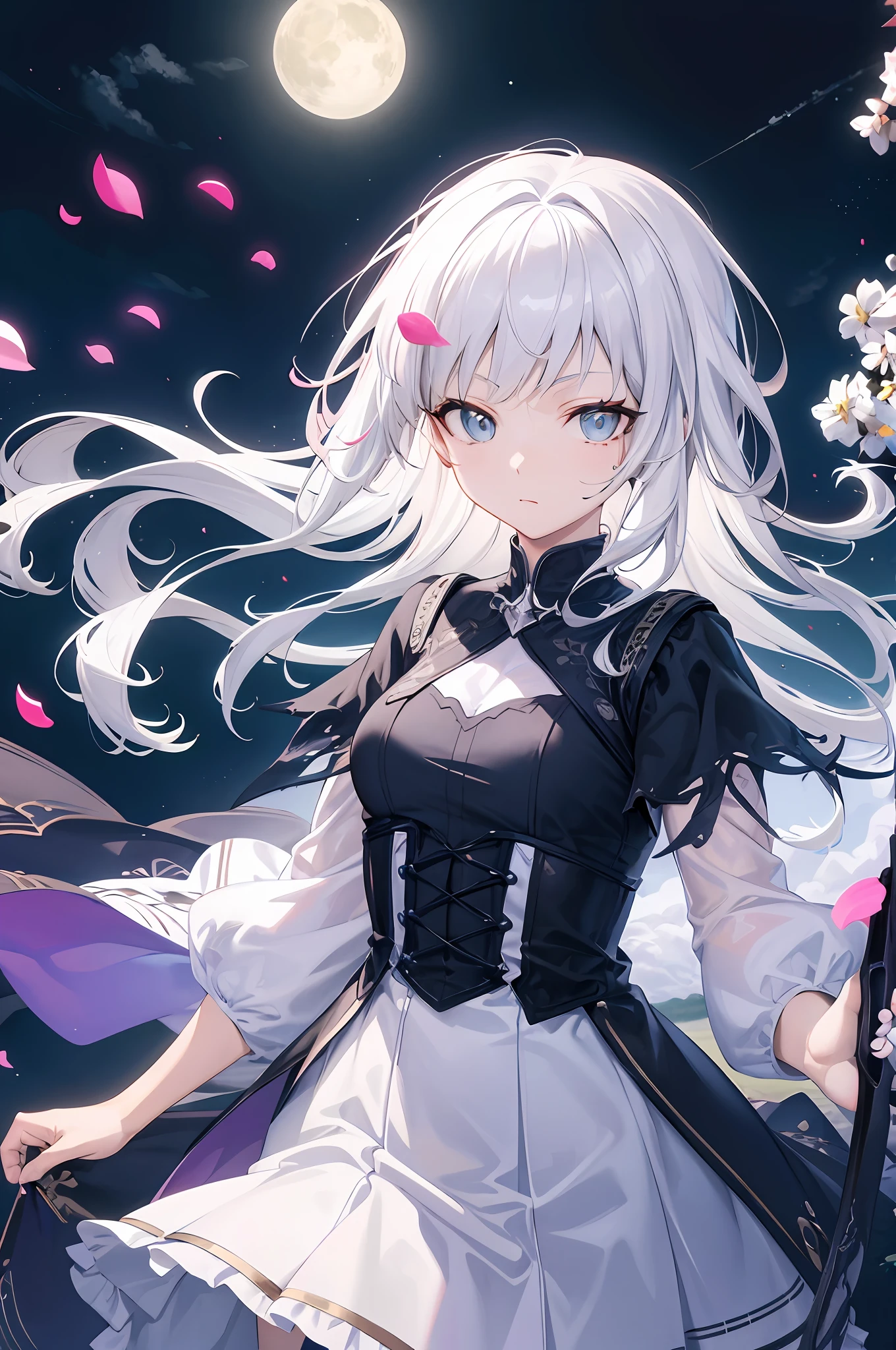 anime girl with white hair and blue eyes holding a sword, Best anime 4k konachan wallpaper, Anime art wallpaper 4k, Anime art wallpaper 4 K, Anime art wallpaper 8 K, style of anime4 K, cute anime waifu in a nice dress, Girl with white hair, Anime wallpaper 4K, Anime wallpaper 4 k, **** in dress