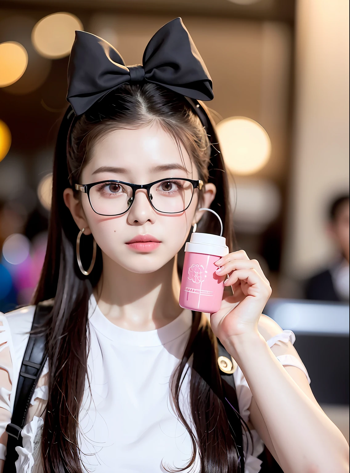 Close-up of a girl's person, belle delphine, with square glasses, Porquimane, jossi of blackpink, tzuyu from twice, small square glasses, ulzzangs, Ruan cute vtuber, wearing square glasses, wearing thin large round glasses, dilraba dilmurat, personal profile picture, yanjun cheng