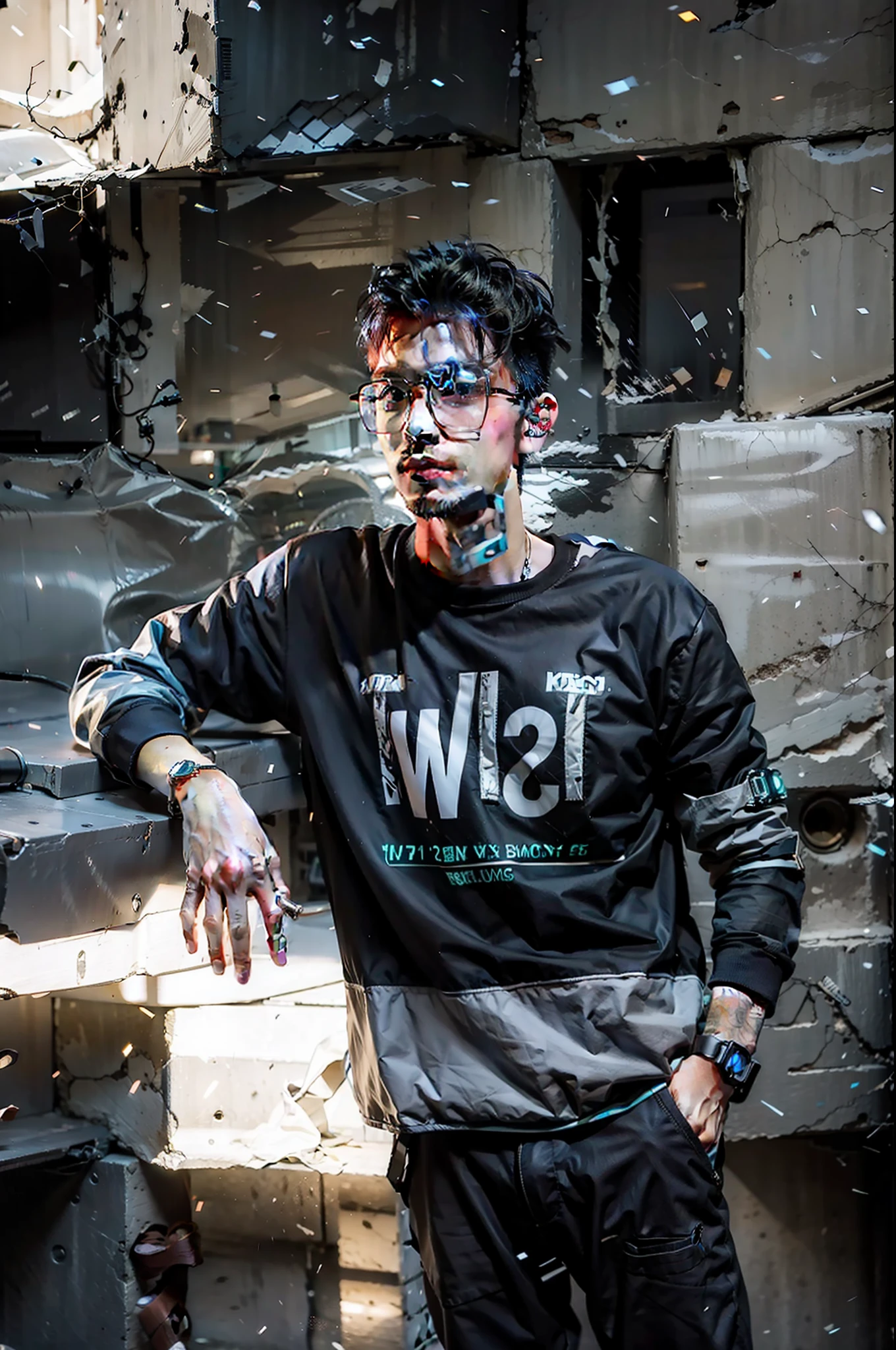 Background change cyberpunk, handsome boy, realistic face,