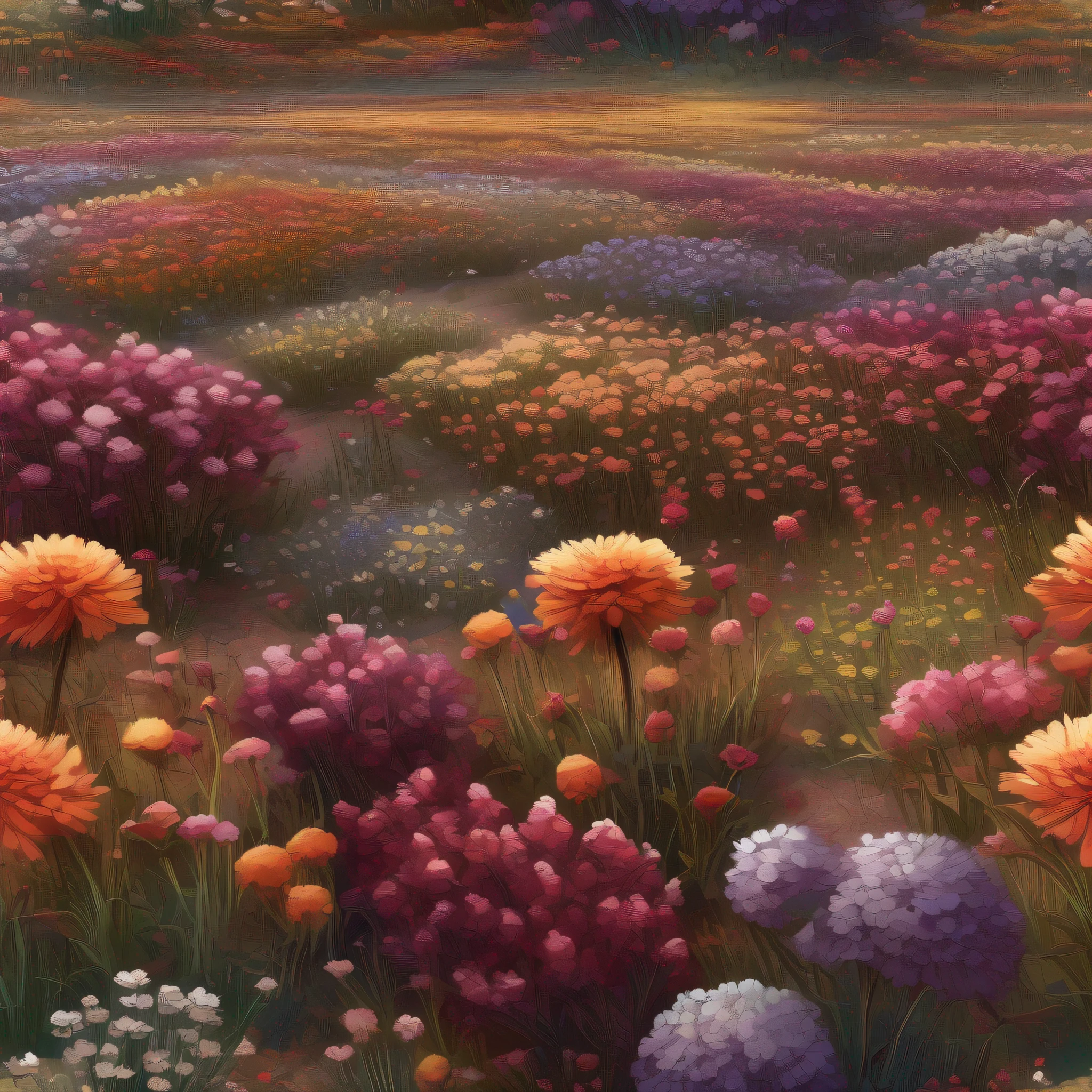 Desolate flower fields,All flowers wither, Dull colors,Art Ultra HD 4 K, Detailed scenery —width 672, author:Franz Hergi, scenery art detailed, 8K high quality detailed art, 4k highly detailed digital art, A high resolution, 4 k matte thomas kinkade