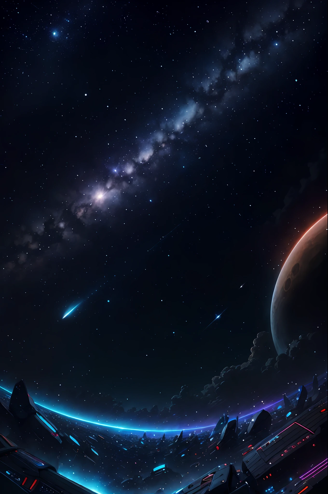 kosmos,starrysky,A lot of starships,heavenly body,ray of lights,light dots,4k,8