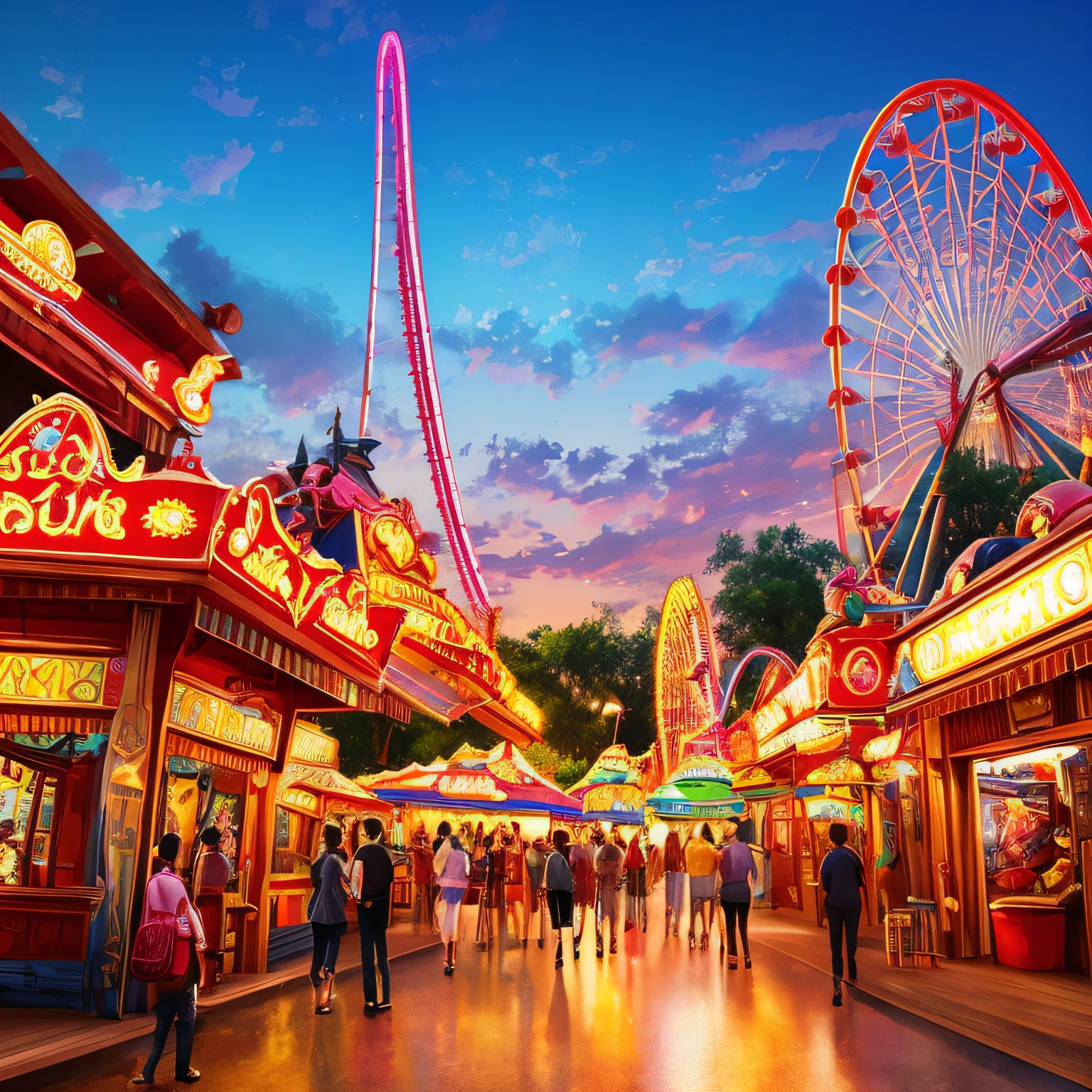 High Quality、Delicate details、No bankruptcy、Background with、An amusement park、 --auto