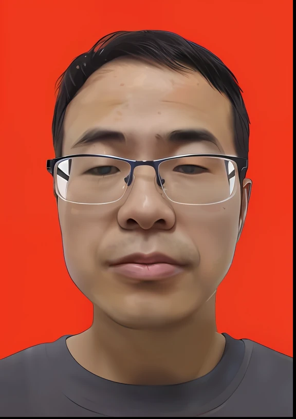 Close-up of a man wearing glasses and a gray shirt, xiaofan zhang, zhelong xu, huifeng huang, Wang Qichao, xiaolong wang, Zhang Pengzhen, jinyiwei, Liang Xing, yihao ren, yuxiang chen, yintion j - jiang geping, xiaoguang sun, wei wang,cartoony