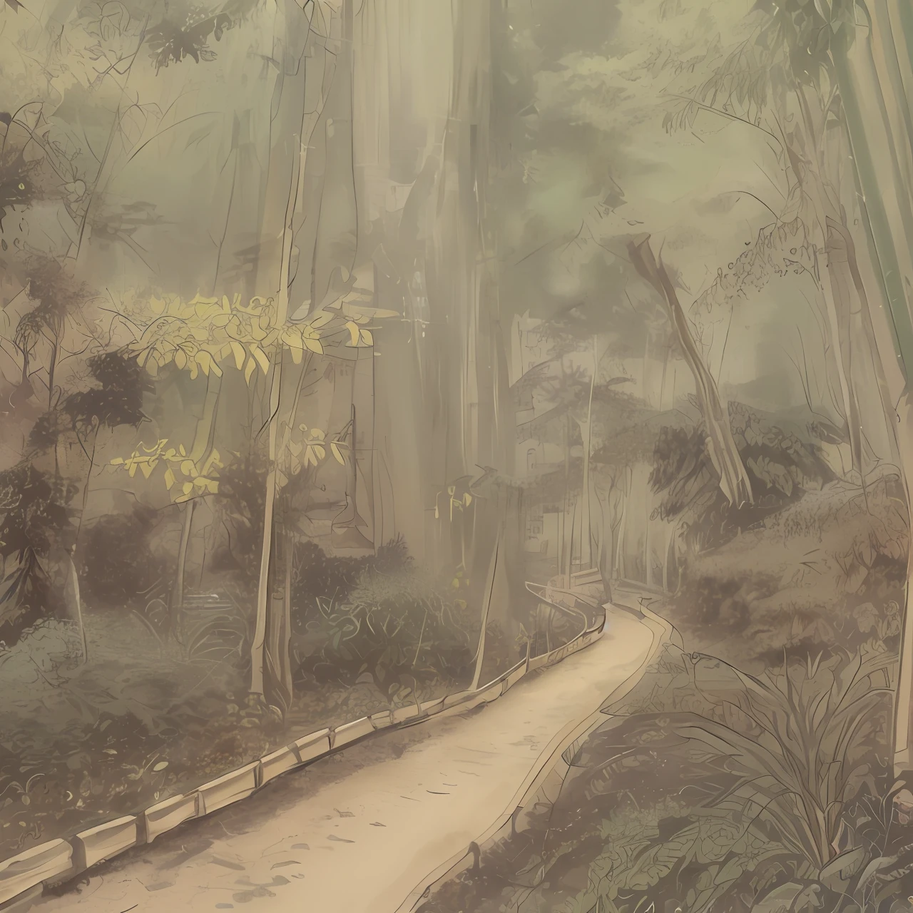 A cold national style beauty in the bamboo forest