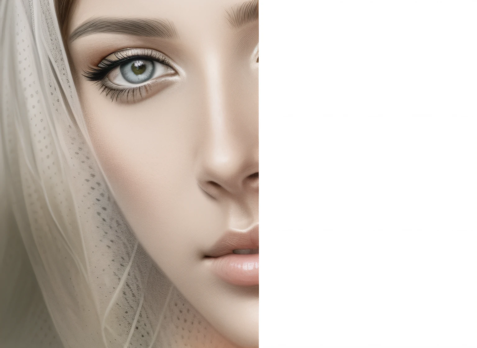 Close-up of a woman's face in a veil, matte drawing. Masterpiece, realism drawing, detailed face background detail, High quality sketch art, r /art, r / art, r/art, faded drawing, Detailed unblurred face, artist unknown, detailed 4 k drawing, 4K. Detailed drawing, realism art, Draw on a pencil --auto
