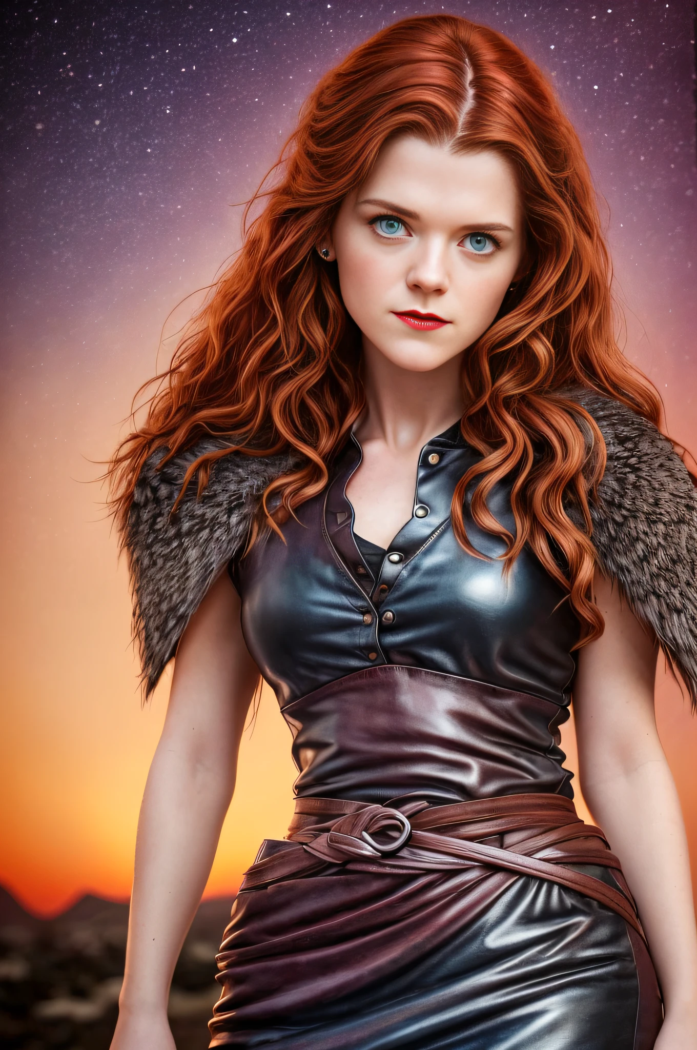 Photo of ROSE LESLIE as YGRITTE from Game of Thrones, vibrant colors, Game of Thrones themed outfit, posing for a full body photo, Sexy girl, lovely woman, beautiful woman, Beautiful woman, stunning woman, Casual pose, Beautiful girl , attractive girl, sexy look, beautiful young lady, beautiful picture, (red lips lipstick), elegant makeup, Sunset, style by (Steve McCurry), Nikon Z FX Device, Mola EF 70mm, Cinematic lighting, studio backdrop, style long exposure, long shot type, vibrant color scene, photorealistic, Intrinsic, beautiful face, Ultra-detailed face, Perfect Body, full body, Impeccable, Realistic, highly detailed, Art Station, trend, piece of master, Realistic face, skin realistic, Detailed eyes, great art, ultra realistic n-9 render, 4k, 8k, 16k, 20K, HDR, UHD, 64k, perfect lighting, studio lighting, photorealistic, hyper realistic, symmetrical face, Unreal engine, Bokeh, High Resolution Scanning, professional photography