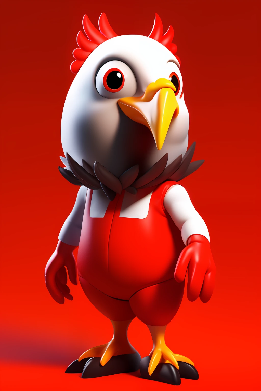 3dcharacter,chicken man(full body:1.2),simple background, masterpiece,best quality,(red gradient background:1.1)