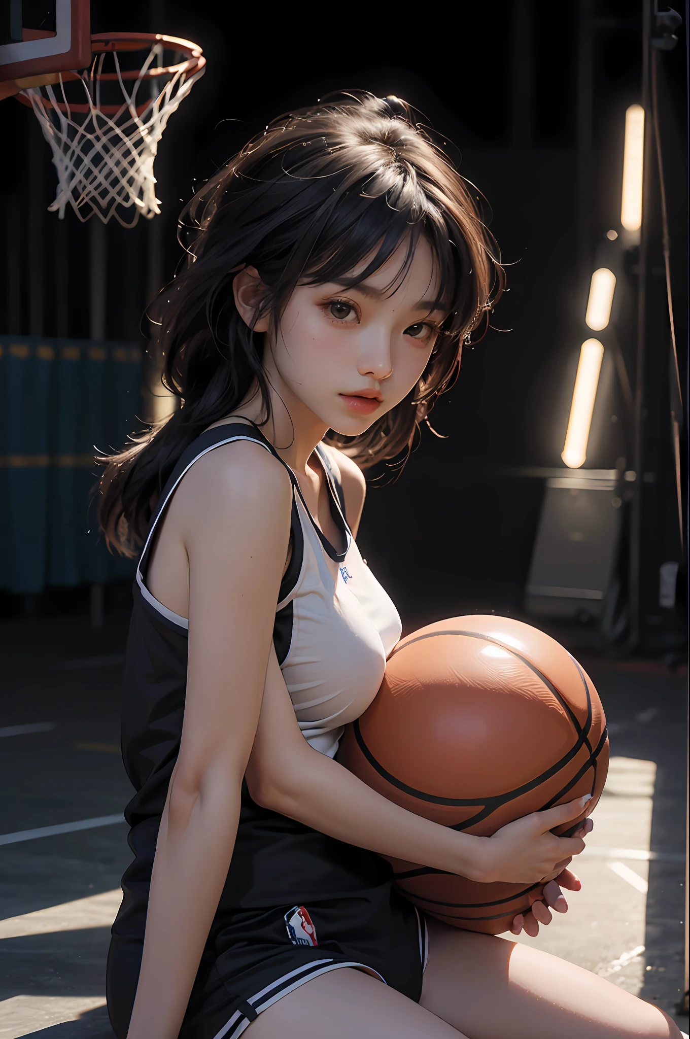 (RAW Photography、4k、masterpiece、hight resolution、very intricate)(realisitic:1.4)、电影灯光
{Three girls}、solofocus、Summer noon、hot、1990's\(styles\)、(top-quality)、(Hi-Res)、(extremely delicate and beautiful)、、(Beautiful 8k face)、(brown-eyed)、(ulzzang-6500:1.0)、(独奏)、(Lookside)、(audience)、(huge tit)、(NBA)、Stooping、、Lookside、(side)、、(Basketball sportswear)、((playing basketball))、((Gymnasium))、((speedo))、(Realistis)、