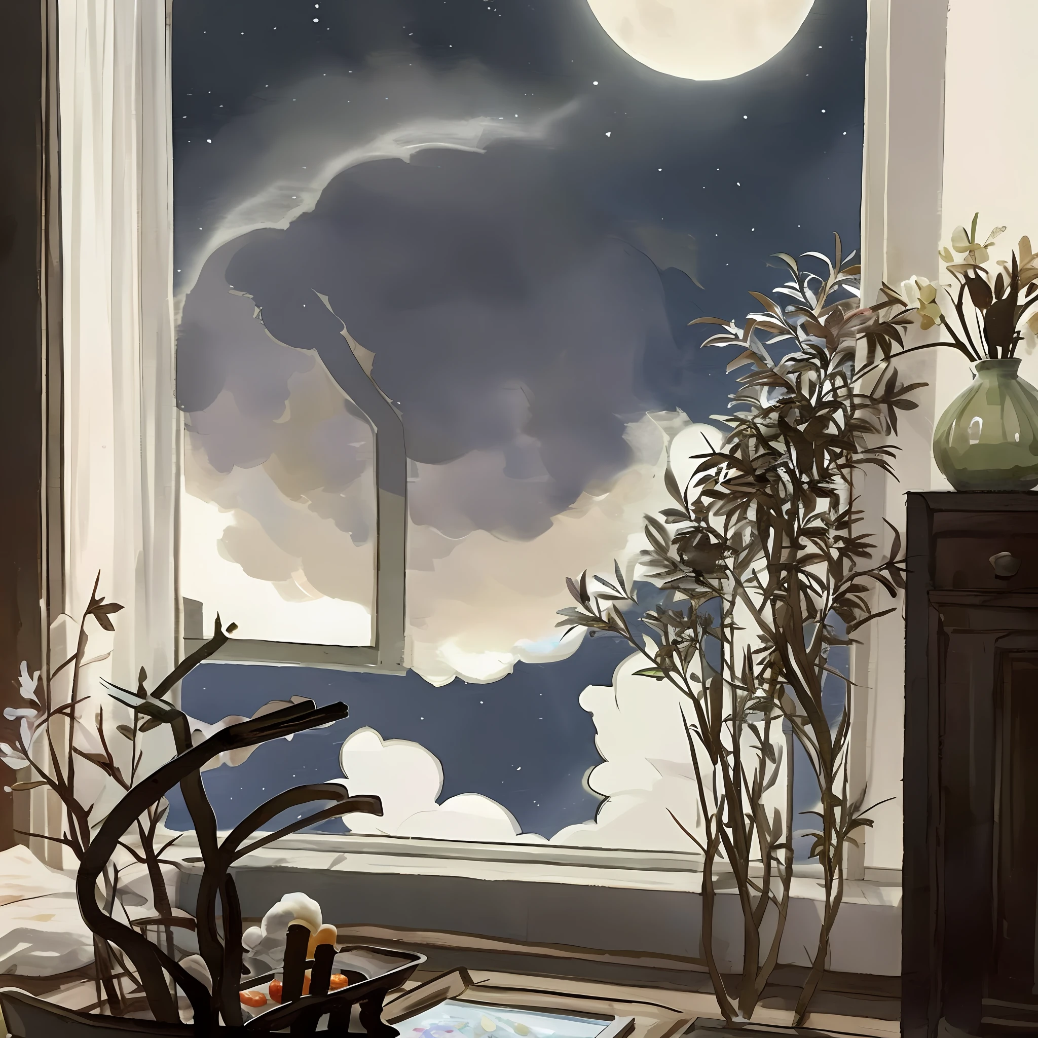 It was late at night,It was quiet,It was as if everything had gone asleep,I tossed and turned in bed。That's fine,Just smoke a cigarette,Come to the window and light a cigarette in your hand,As smoke drifted out of the window with fingertips, I looked up,A moon is so bright and white,Looking out of his mind, the cigarette burned out on his fingertips, without noticing,The soot quietly landed,Love sprang up。It's just that Yue'er is good,But it's still too far away。