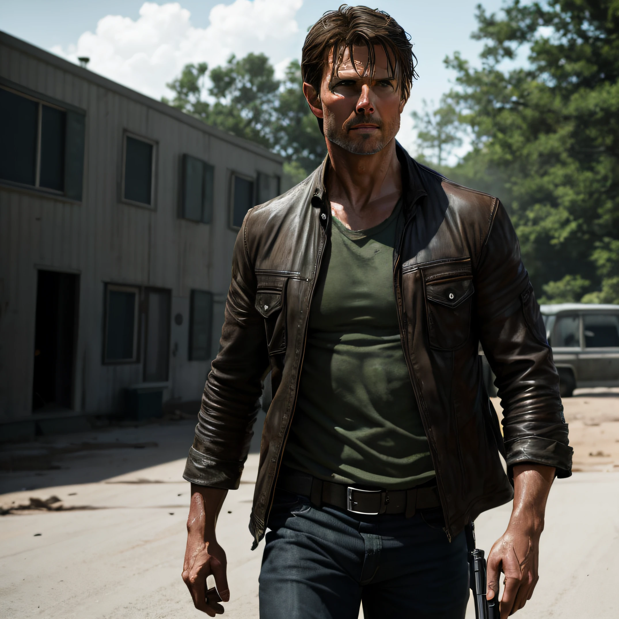 Tom Cruise as Rick Grimes from The Walking Dead,half body, XF IQ4, 150MP, 50mm, ISO 1000, 1/250s, natural light, Adobe Lightroom, photolab, Affinity Photo, PhotoDirector 365 --auto