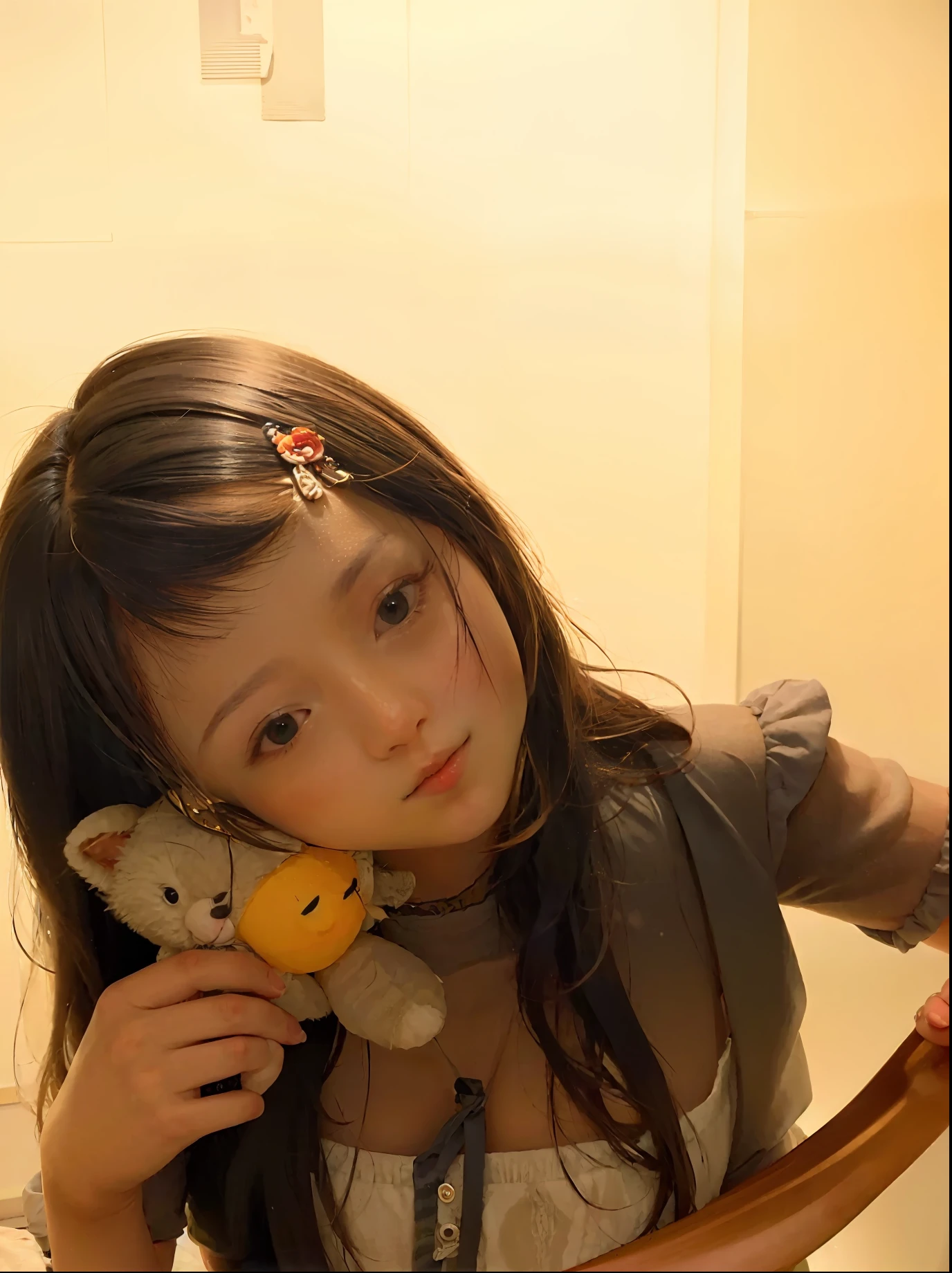 There was a woman in the bathroom holding a teddy bear, wenfei ye, Korean girl, Asian girl, young pretty gravure idol, Chinese girl, chiho, Young skinny gravure idol, Qiu Fang, 1 8 I, lulu chen, very beautiful cute catgirl, [32k hd]^10, Yun Ling, Gemma Chen