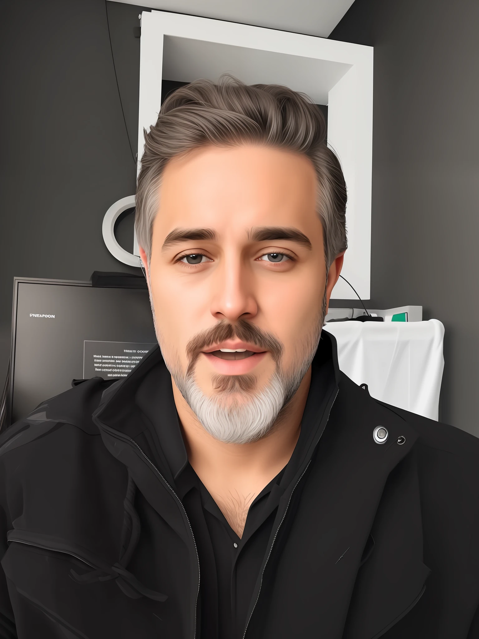 There is a man with a beard and black jacket, 4k