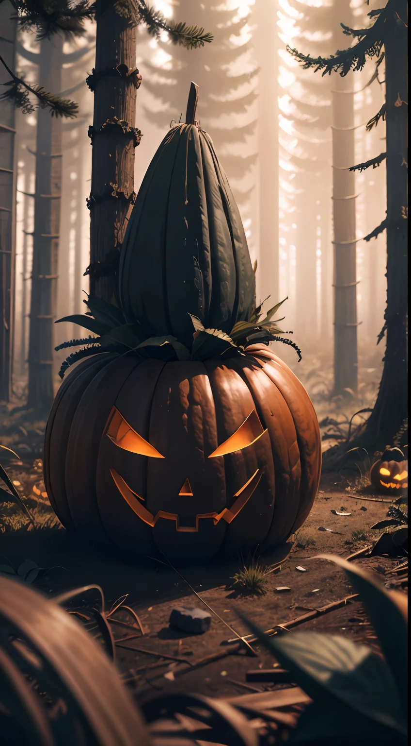 8k of the Halloween in the deserted forest background poster --auto