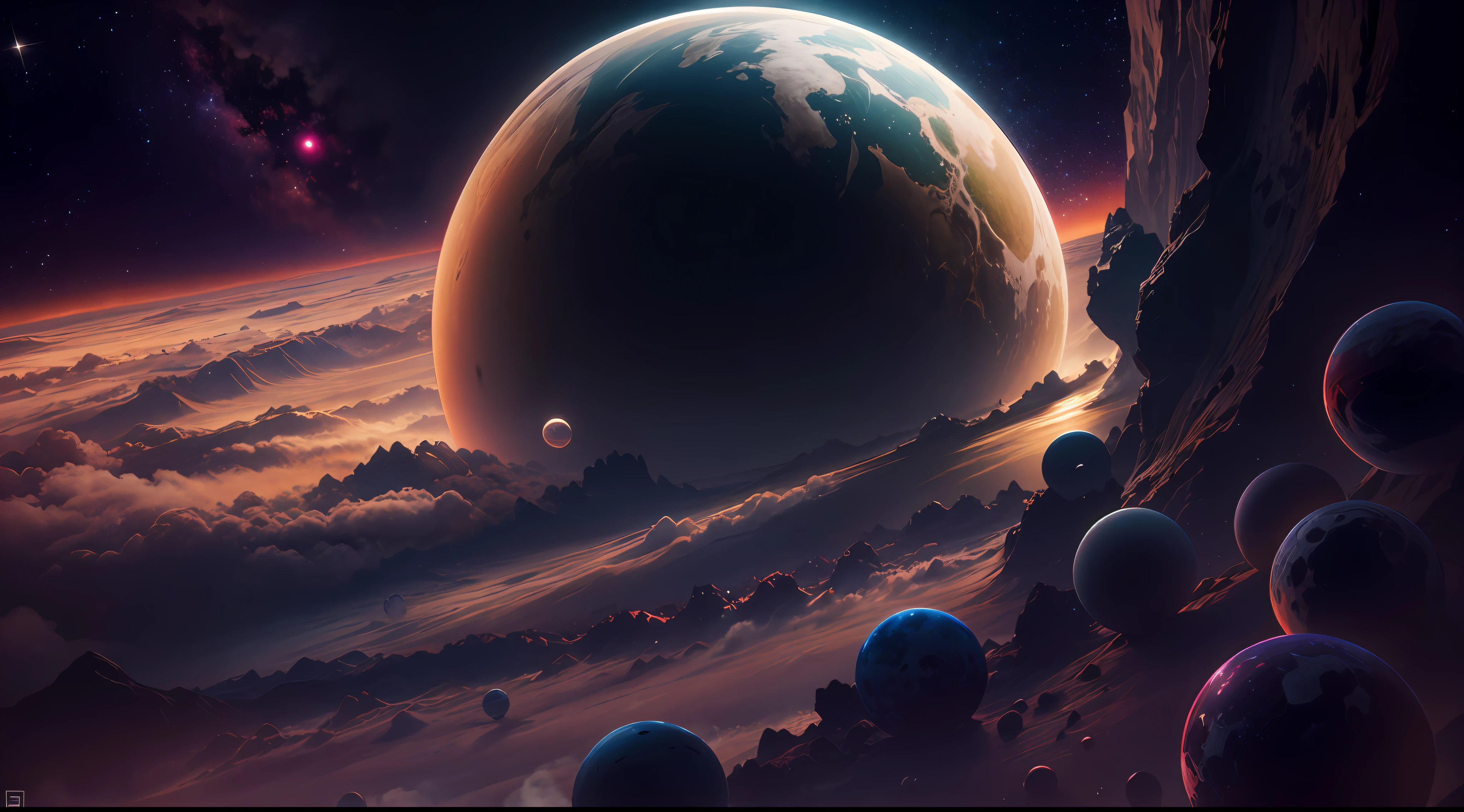 Super Earth Wandering in Outer Space, Planet in space in very beautiful and realistic orbit, in a beautiful galaxy, Beautiful and realistic space scenery, obra-prima, melhor qualidade, alta qualidade, extremamente detalhado CG unidade de papel de parede 8k, Trend in ArtStation, trend in CGSociety, intrincado, alto detalhe, dark and dramatic environment --auto