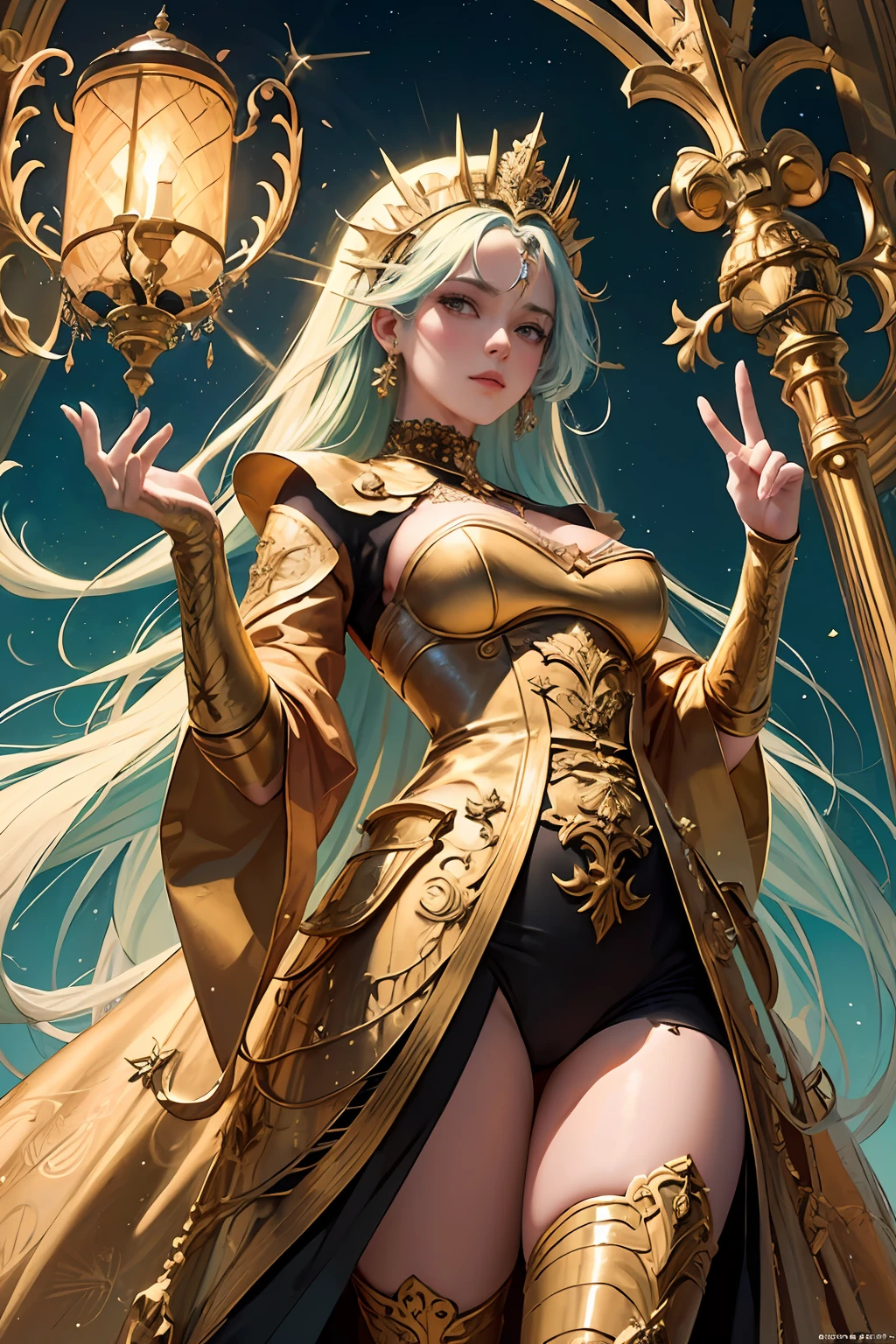 (masterpiece, top quality, best quality, official art, beautiful and aesthetic:1.2), (1man), extreme detailed, colorful, highest detailed, official art, unity 8k wallpaper, ultra detailed, beautiful and aesthetic, beautiful, masterpiece, best quality, holy light, gold foil, gold leaf art ,glitter drawing, PerfectNwsjMajic