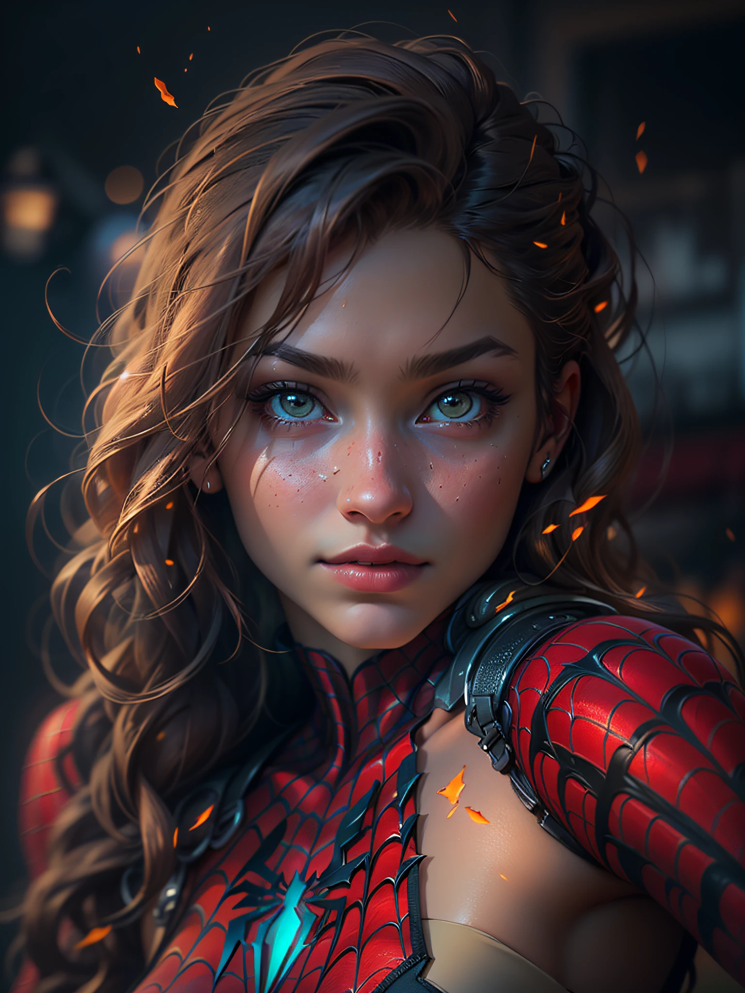beautiful woman, detailed defined body, using spider man cosplay, 1girl, solo, atmospheric perspective, Nikon, masterpiece, super detail, award winning, 8k, textured skin