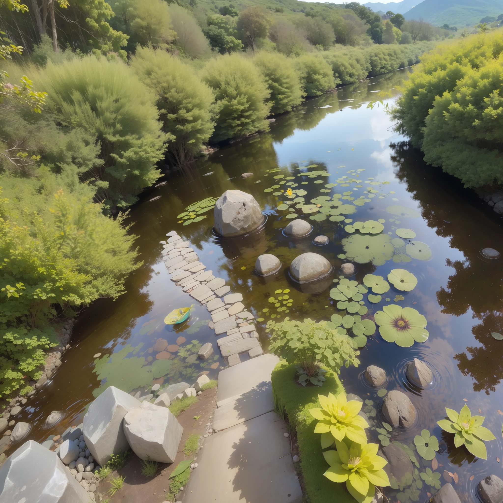 (Linda garota ), sentada em um lago. 8mm. V4. ISO, Amplo, foco 22x. Hultra realista, reflexo, lingth.
