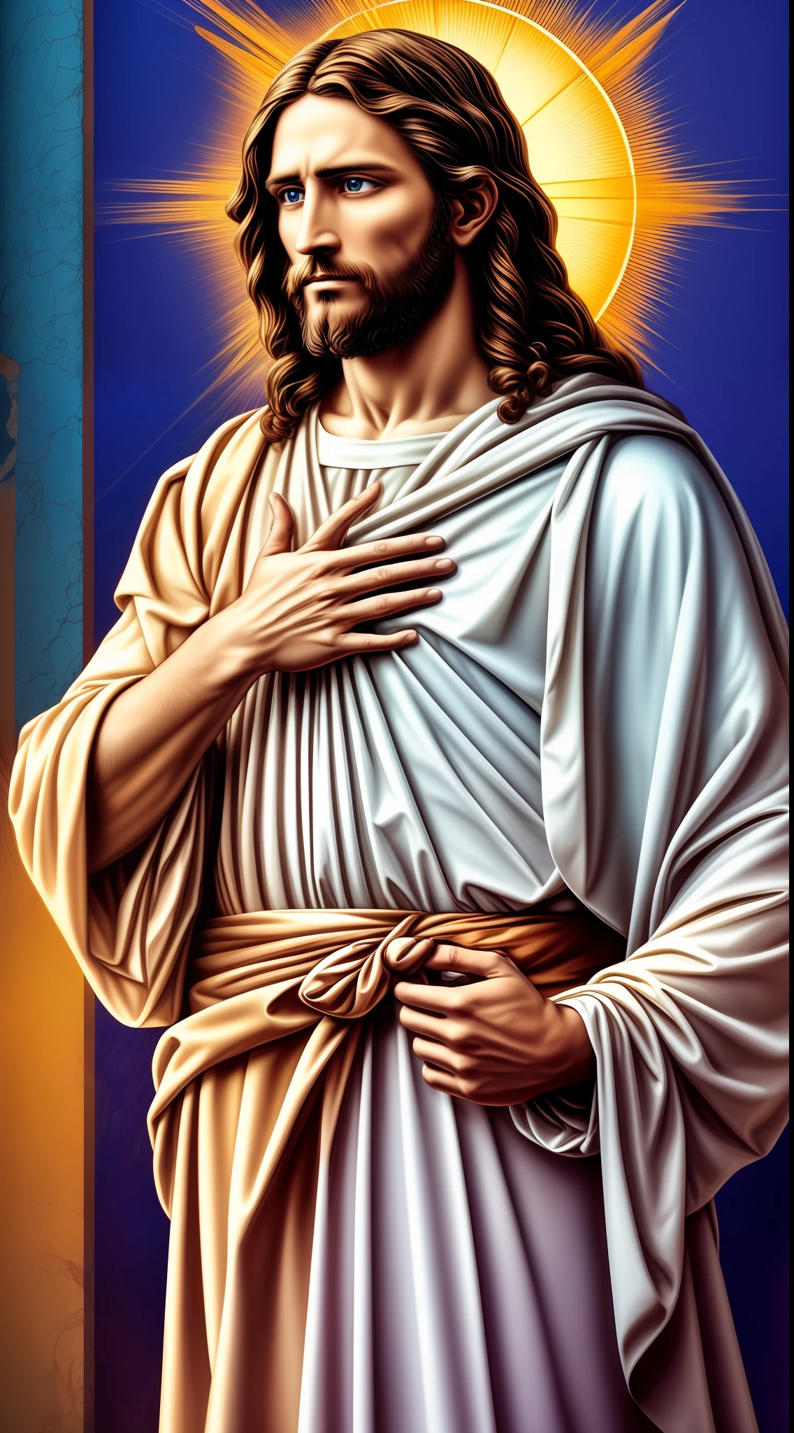 Jesus heaven,  jesus lord blessings, Perfect hand 5 finger, Portrait of a handsome Jesus , Jesus Christ, real blue eyes, sunny day, intricate details.real jesus lord, straight head face, Straight body.Prayer jesus, perfect full body,  perfect hands finger,Prayer jesus, praying jesus backgrounds natural photographic 8k