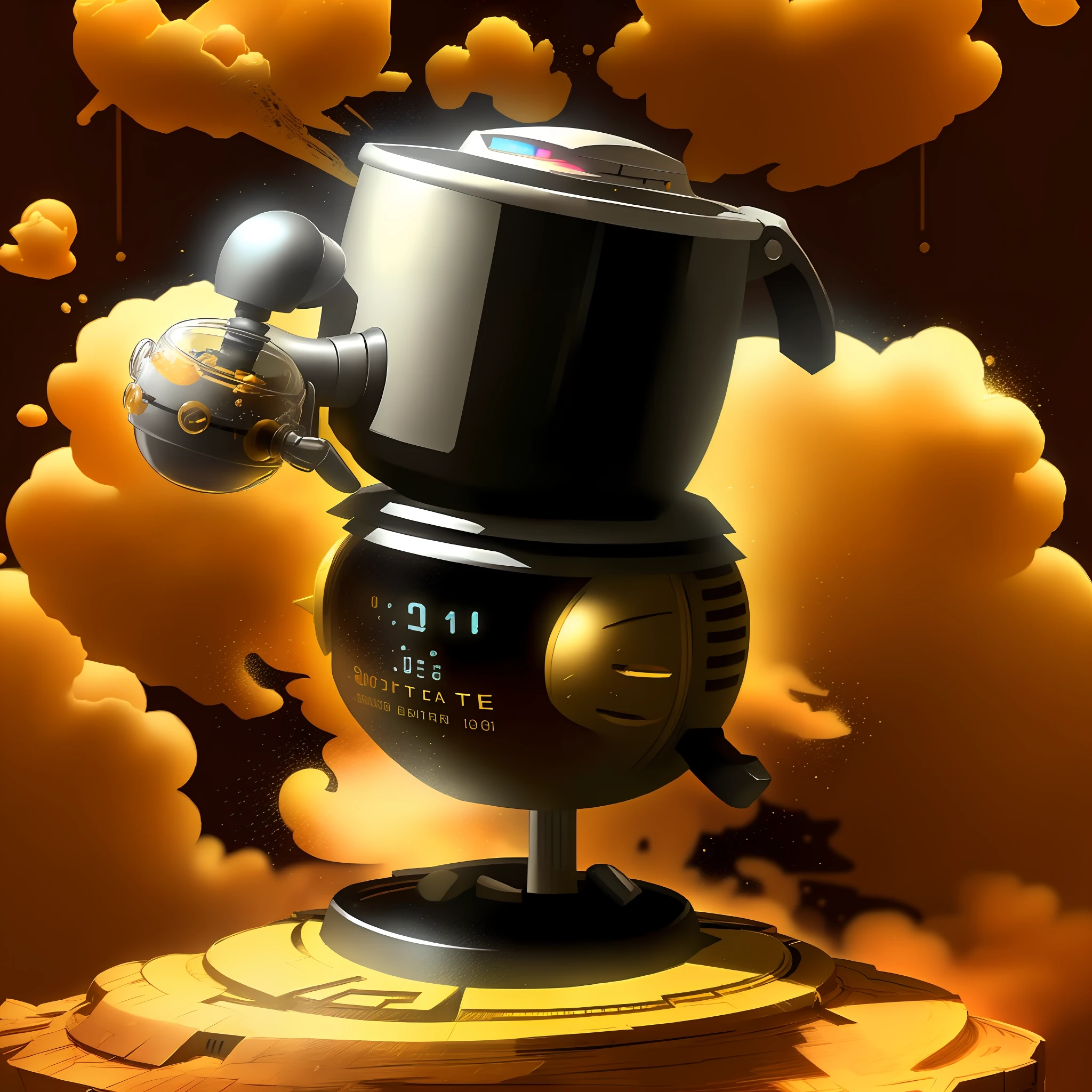 Technological golden and black coffee maker