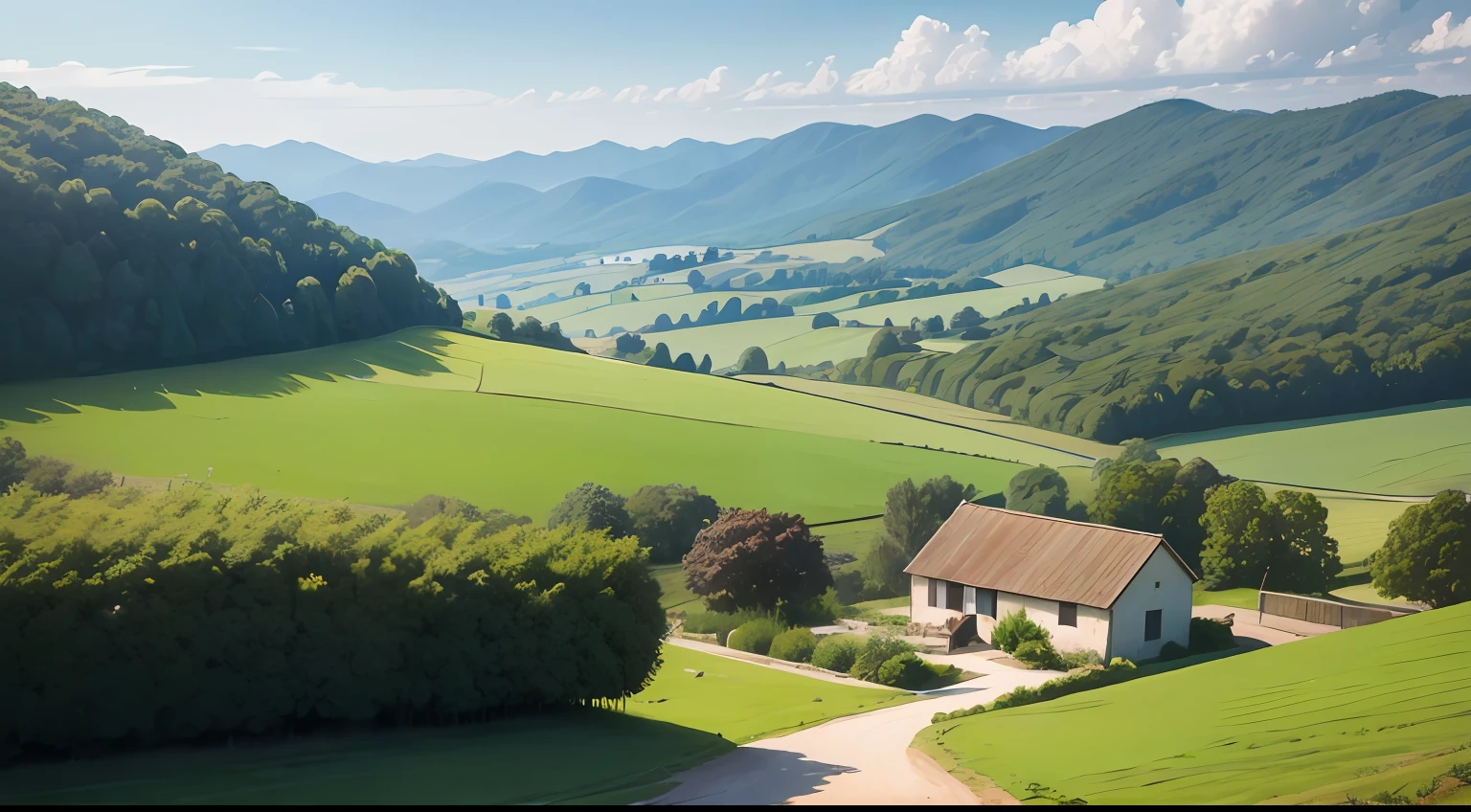 a peaceful countryside where a young boy named Pedro embarks on thrilling adventures during his summer vacation at his grandfather's charming farmhouse. --auto