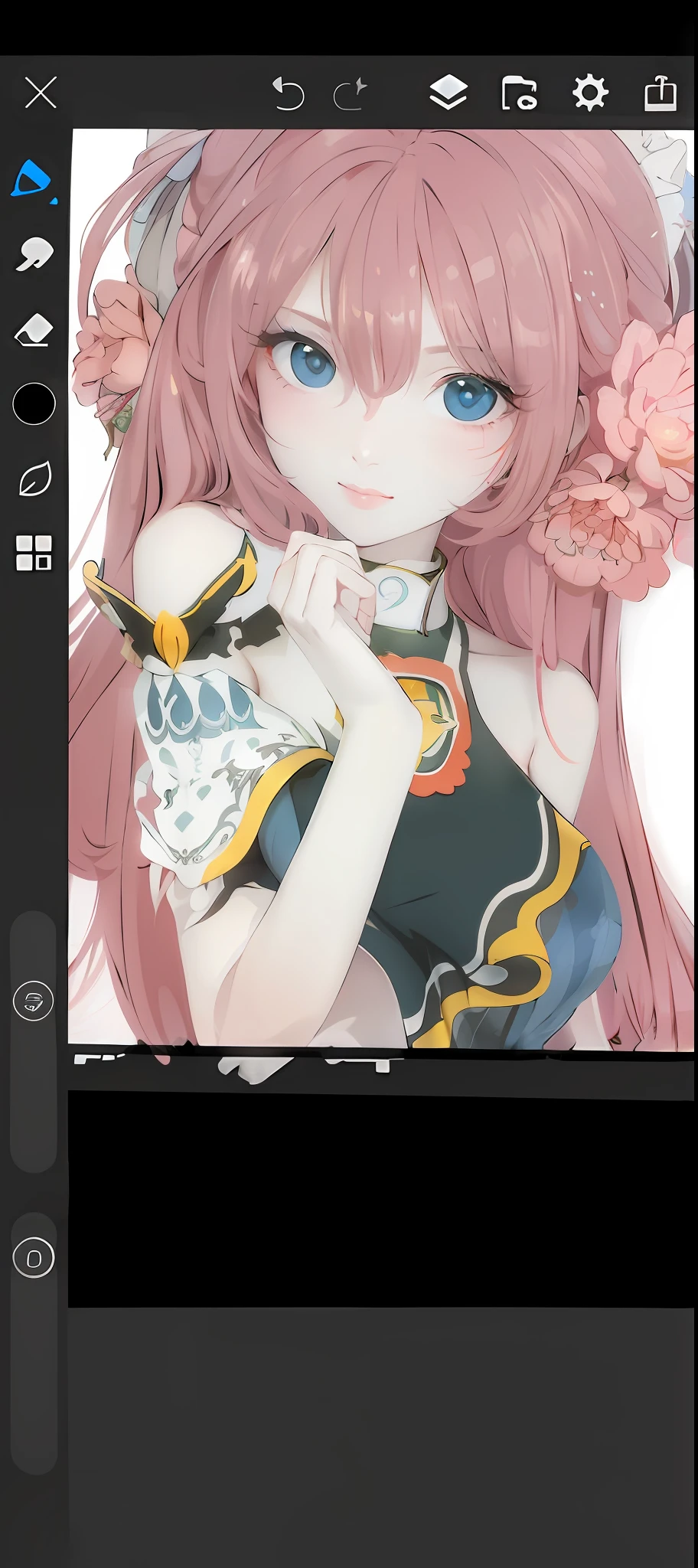 The posture does not change，Inspiration doesn't change，Optimize image quality，More realistic，8K highest level，Raised sexy，Black cheongsam
