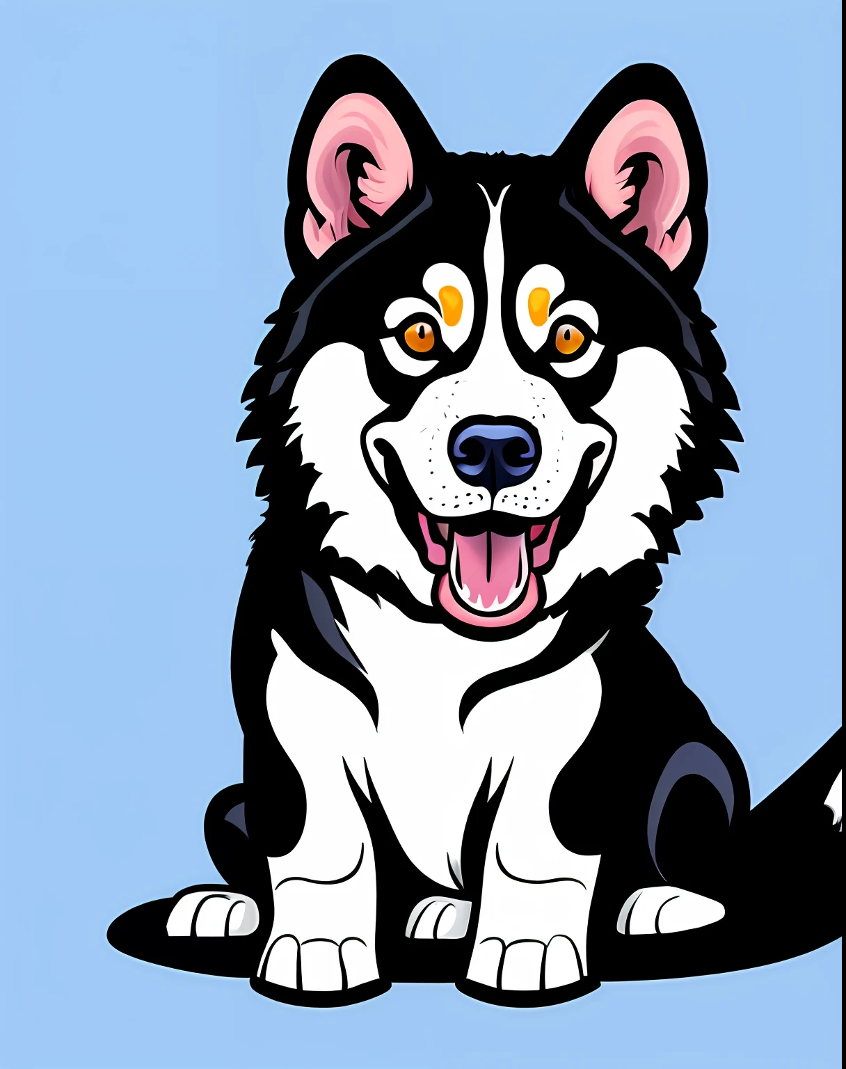 Vector-art of a (Siberian Husky: 1.3), loyal, happy, intelligent, lively, devoted, expressive, energetic, playful, quick, strongwilled, good-natured, running on a beach, white background.