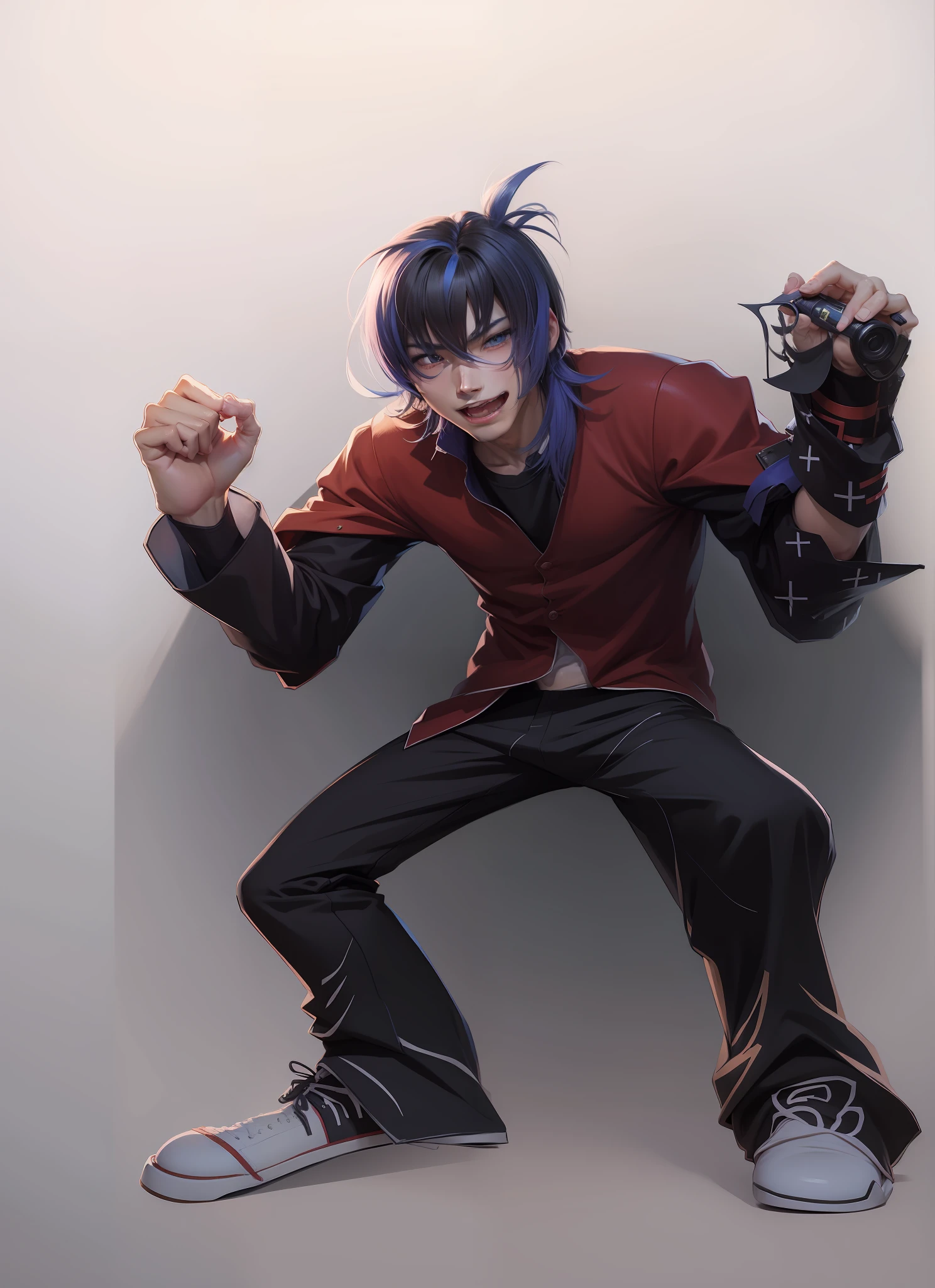 Desenho estilo anime donghua, desenho digital, cores vibrantes, melhor qualidade de imagem, alta resolução, Asian boy, olhos puxados, cabelo castanho, cabelo liso com franja, brincos