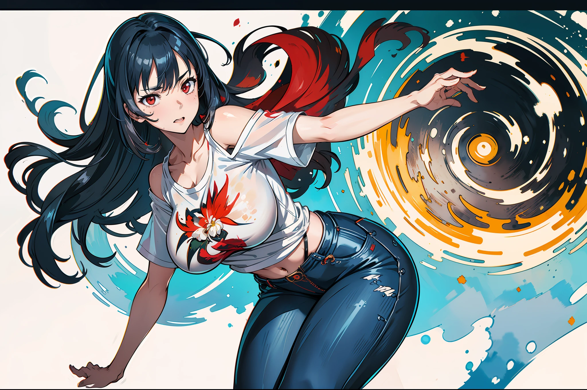 :: comix style ryuko hikari ::2.9 style :: concept art, smooth, sharp focus, illustration, , character sheet, lightningwave, beautiful style::style jkenneth rocafort ::2.9 (masterpiece:1.2, best quality), (finely detailed beautiful eyes: 1.2), ((1girl jada sezer beautiful woman )), ((solo)), (red eyes:1.4), (finely detailed eyes and detailed face:1.3),), (with jeans and a white t-shirt or dress:1.3), (beautiful and clear background:1.2), (extremely detailed cg, ultra-detailed, best shadow:1.1), ((depth of field)), ((watercolor)), large breasts, bare shoulders, flowers and petals, beautiful concept illustration , (white background:0.5), (illustration :1.1), (extremely fine and beautiful:1.1), (perfect details:1.1),::yoji shinkawa style ::2.0 illustration style,tatoon style,ferocious bear ultra detailed, (beautiful and clear background:1.2),, fantastic paintings ,graffit style, perfection, dynamic, highly detailed, watercolor painting, artstation, concept art, smooth, sharp focus, illustration, character sheet, artstation, concept art, smooth, sharp focus, illustration, art by kim jung gi,, artgerm, carne griffiths and wadim kashin ,, lightningwave, watercolor painting ,paint dripping by tim okamura, victor nizovtsev, greg rutkowski, noah bradley. trending on artstation, 8k, masterpiece, graffiti paint, fine detail, full of color, intricate detail, golden ratio illustration,monochromatic green background, masterpiece, best quality, high quality, highres, best quality, high resolution fix, bright amazing lighting, detail enhancement, best quality, high quality, highres, detail enhancement, best quality, high quality, 8k