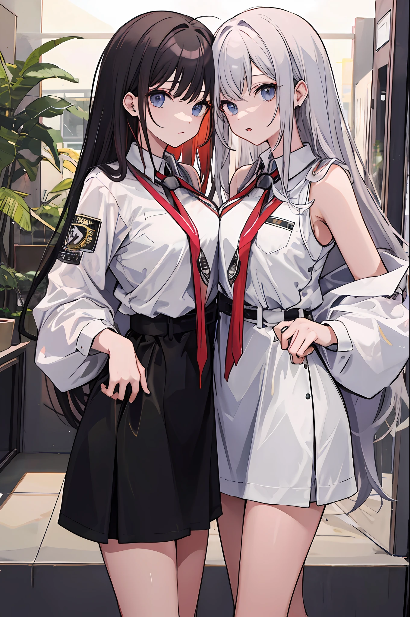 twincest,whaite hair,stocklings,a matural female,Raised sexy