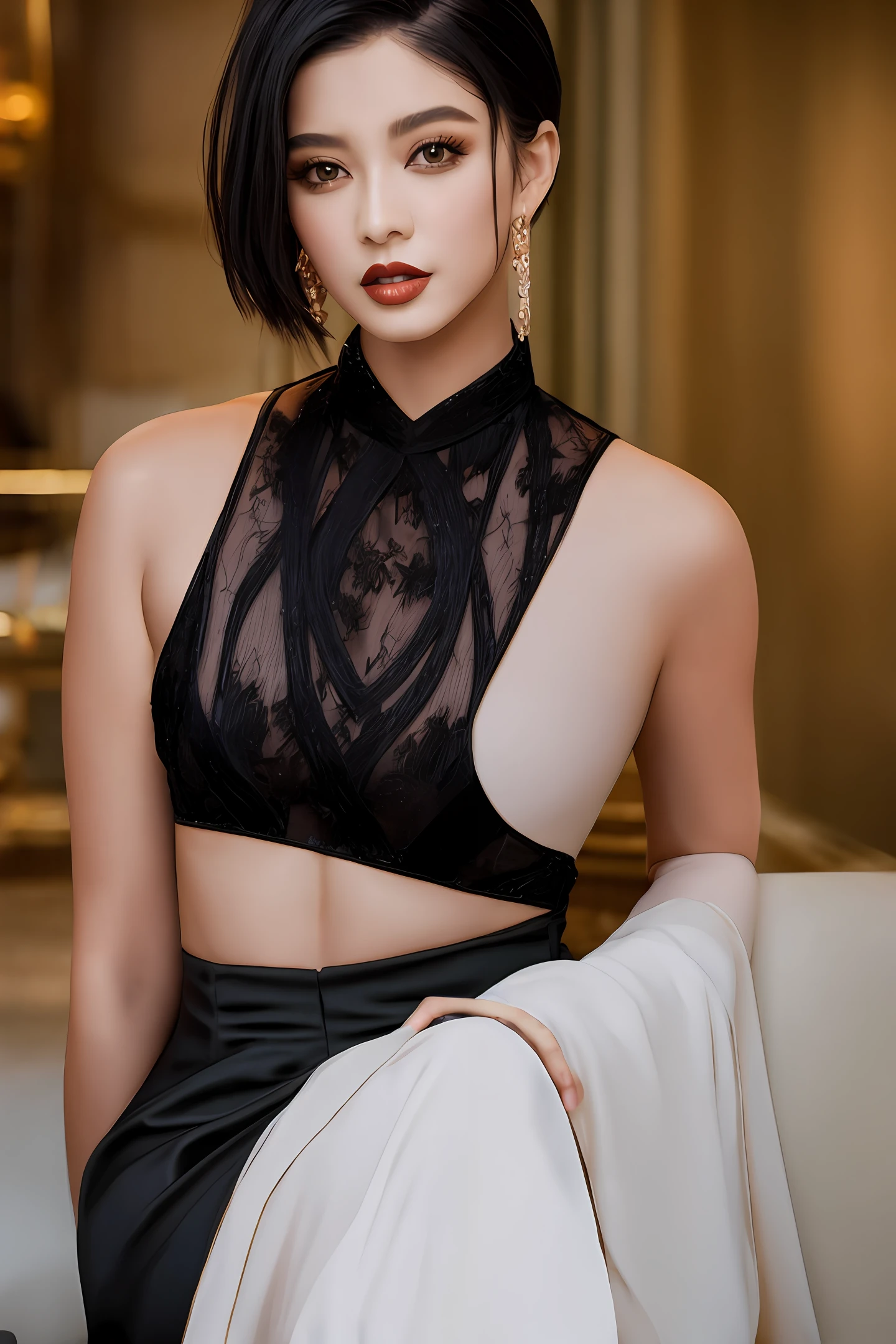 Live action beauty black silk model