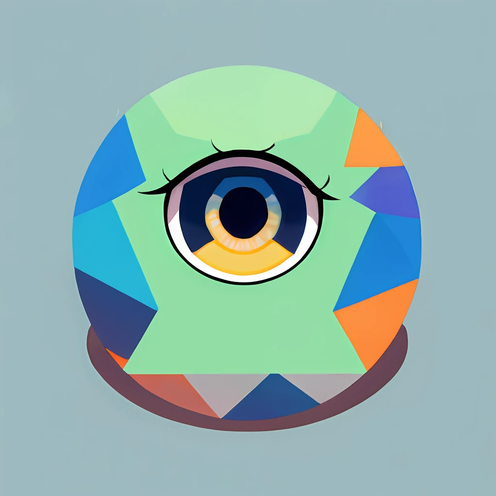 illustration of a colorful eye with a geometric pattern on the background, eyeball, 2 d low polygon art, only eyeball, round pupil, discord profile picture, low polygons illustration, one eye, giant eyeball, polygonal art, low polygon, low-poly digital art, inspired by Okuda Gensō, she has a diamond eye