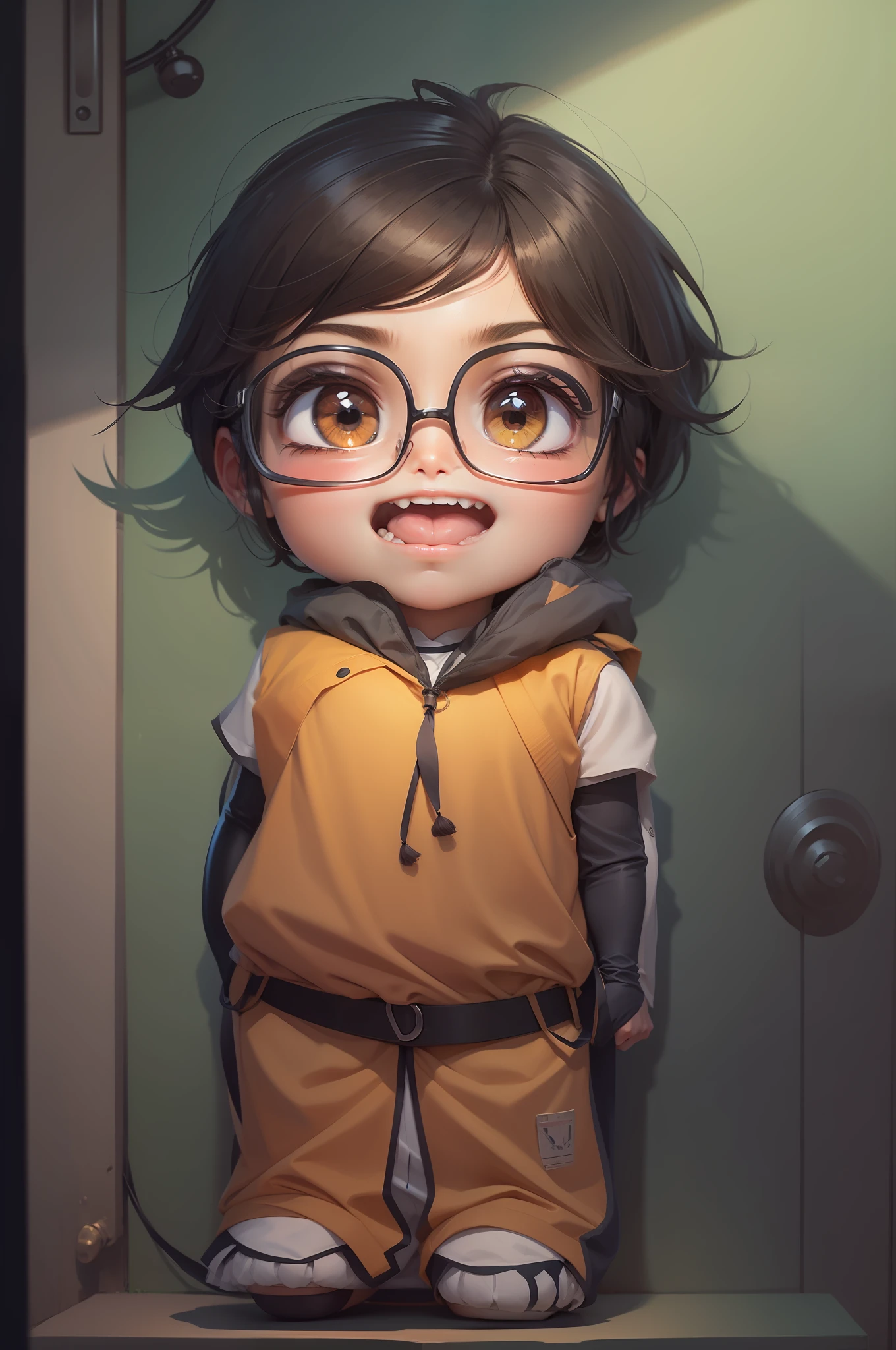 Desenho estilo anime donghua, desenho digital, cores vibrantes, melhor qualidade de imagem, alta resolução, cabelos castanho claro, cabelo liso com franja, menino feliz